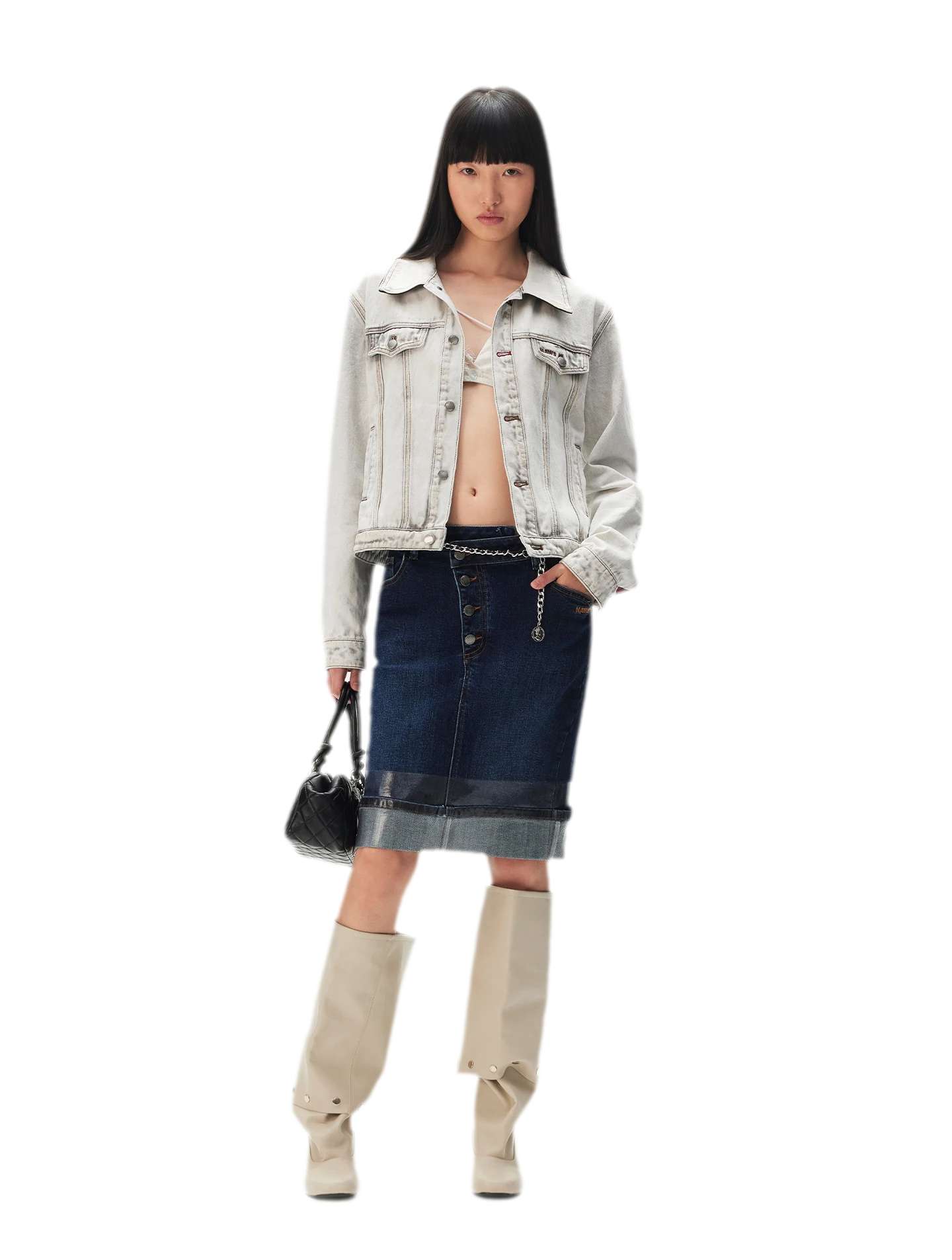 Washed Cropped Denim Jacket