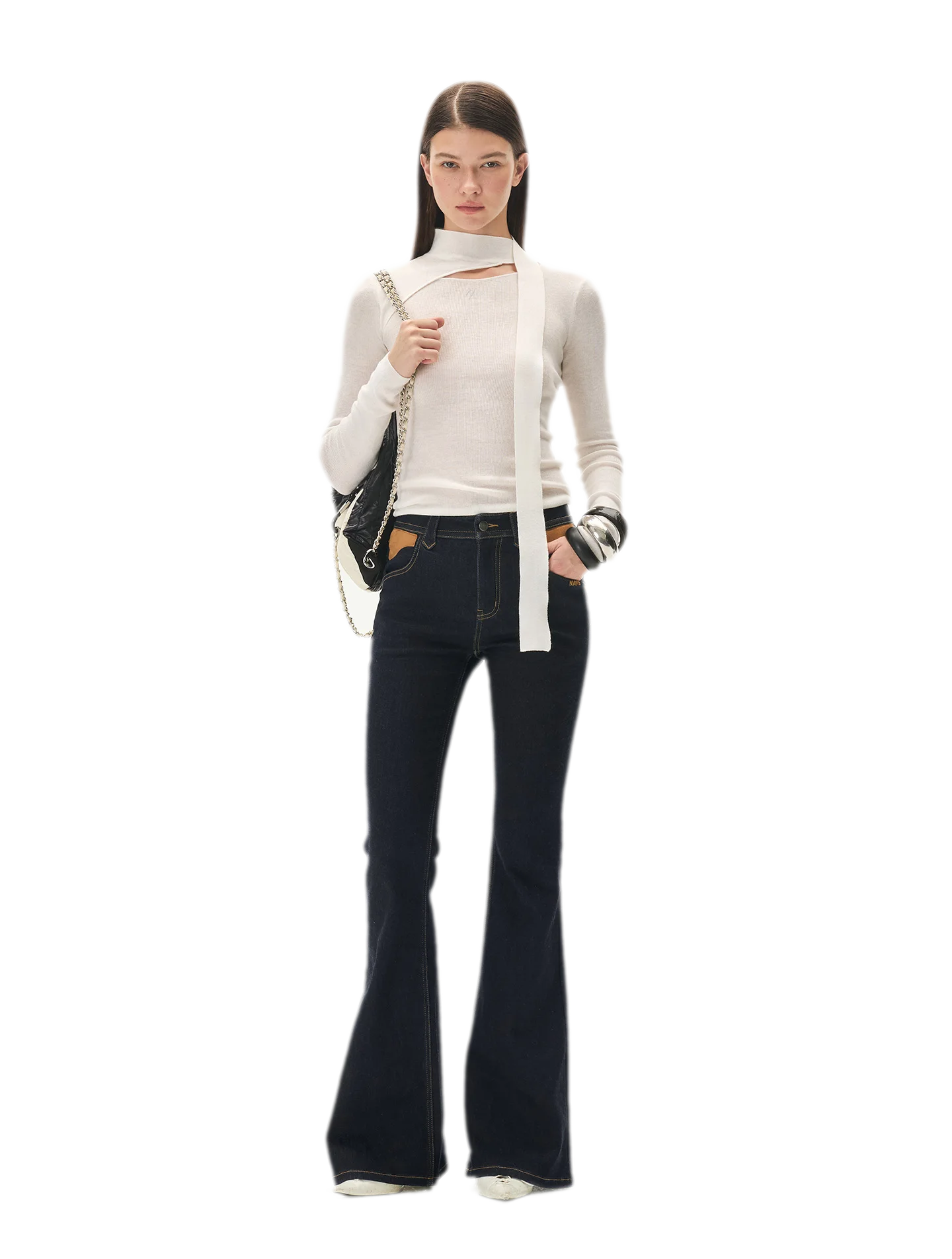 Wool Twill Slim Flare Jeans