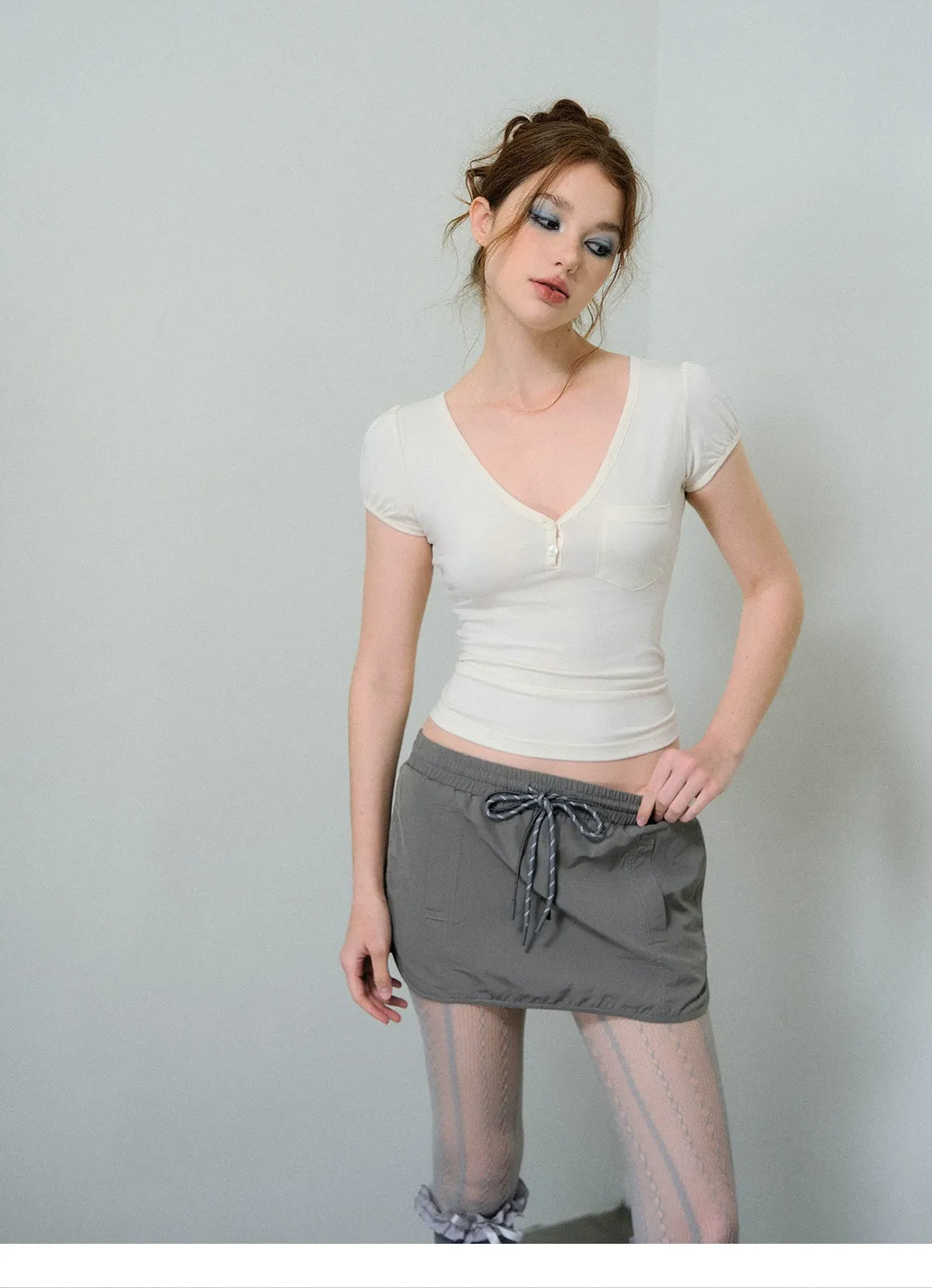 Nylon A-Line Mini Skirt