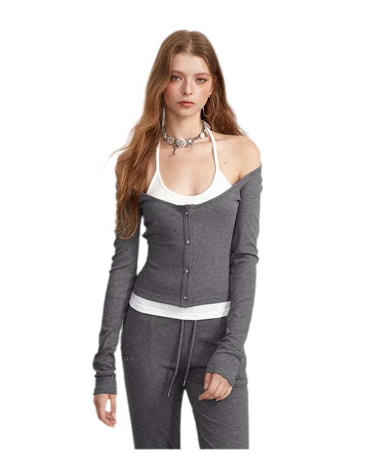 Contrast Tie Layered Pants Set