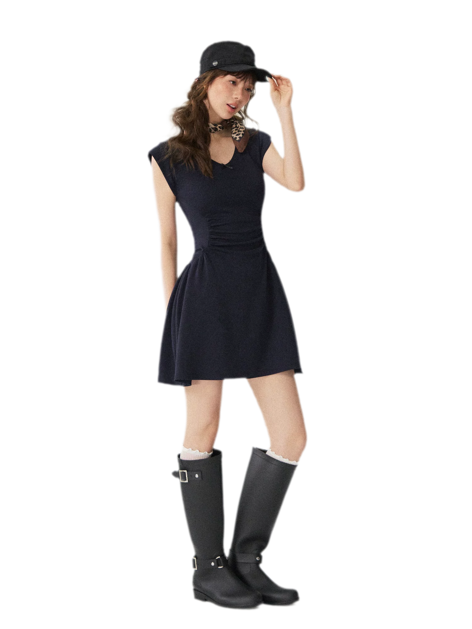 V-Neck Waist Knit Dress