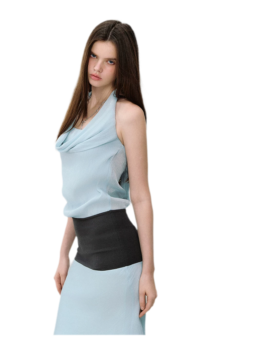Mermaid Halter Neck Colorblock Dress
