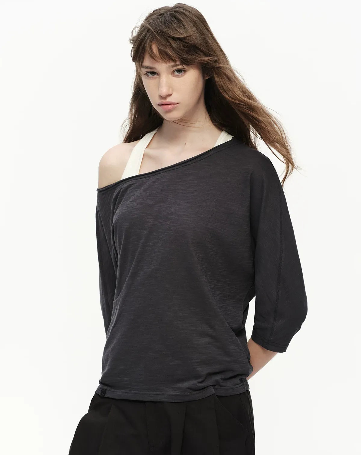 Lyocell Slub One-Shoulder Tee