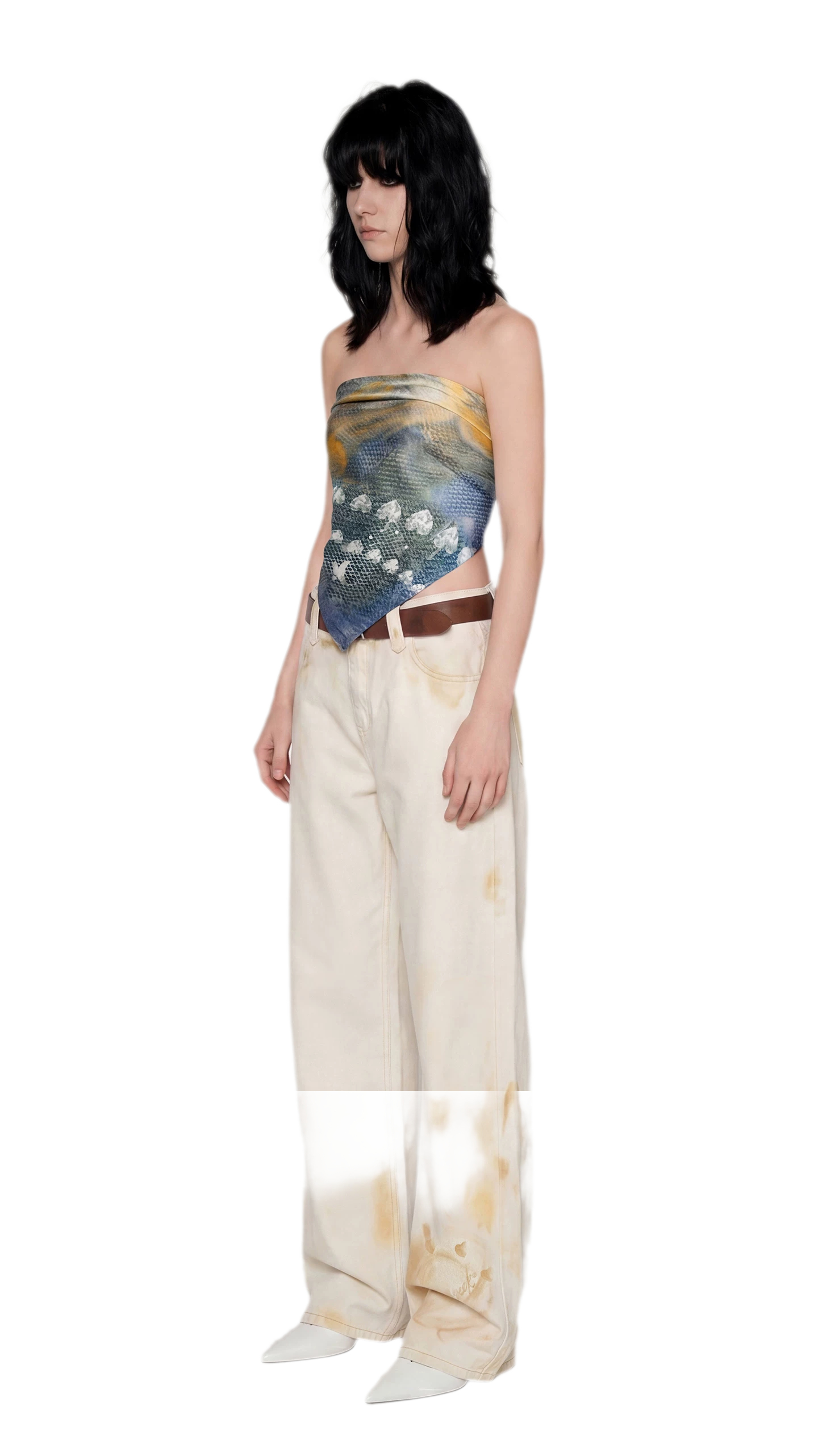 Denim Print Silk Scarf