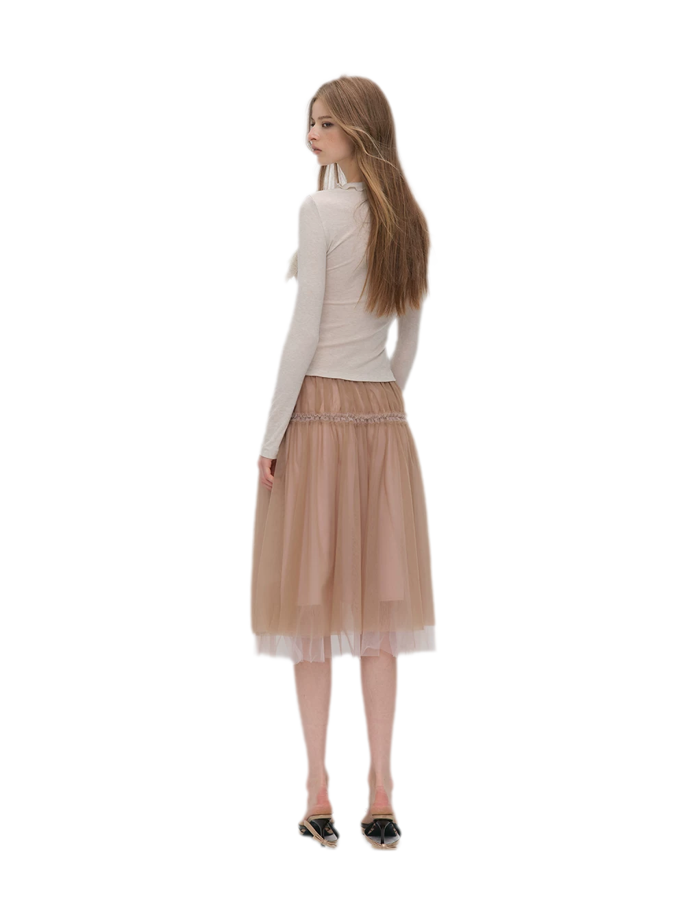 Wool Blend Lace Tie T-Shirt