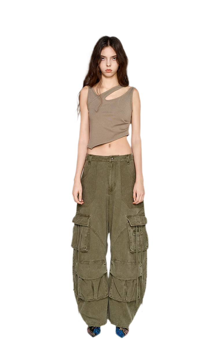 Deconstructed Asymmetric Cutout Tank Top