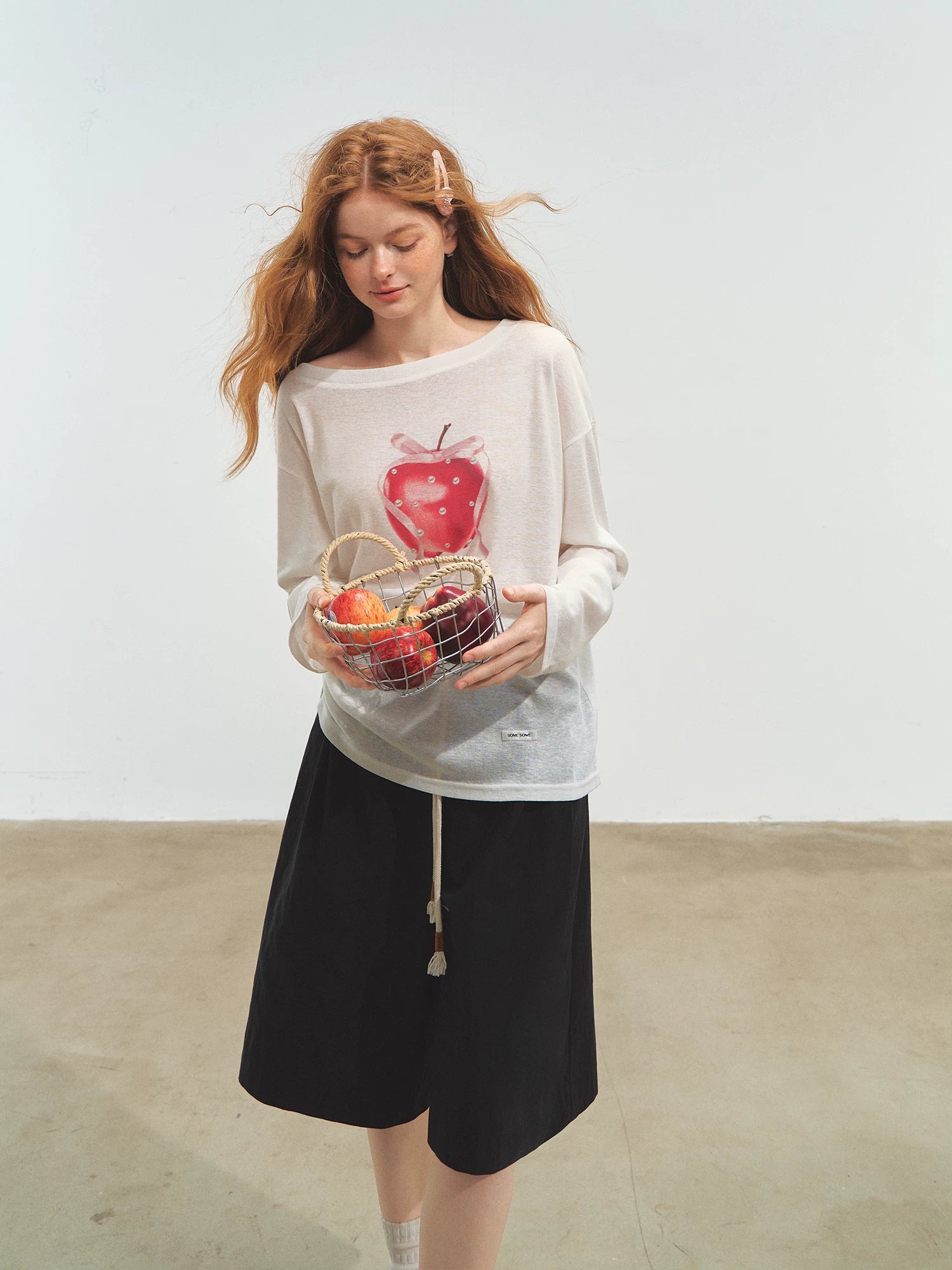 Relaxed Tie Sheer Mesh Long Sleeve T-Shirt