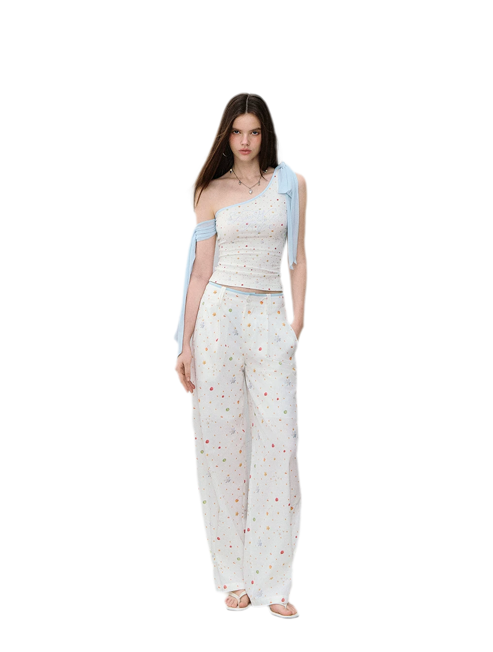 Printed Wide-Leg Pants