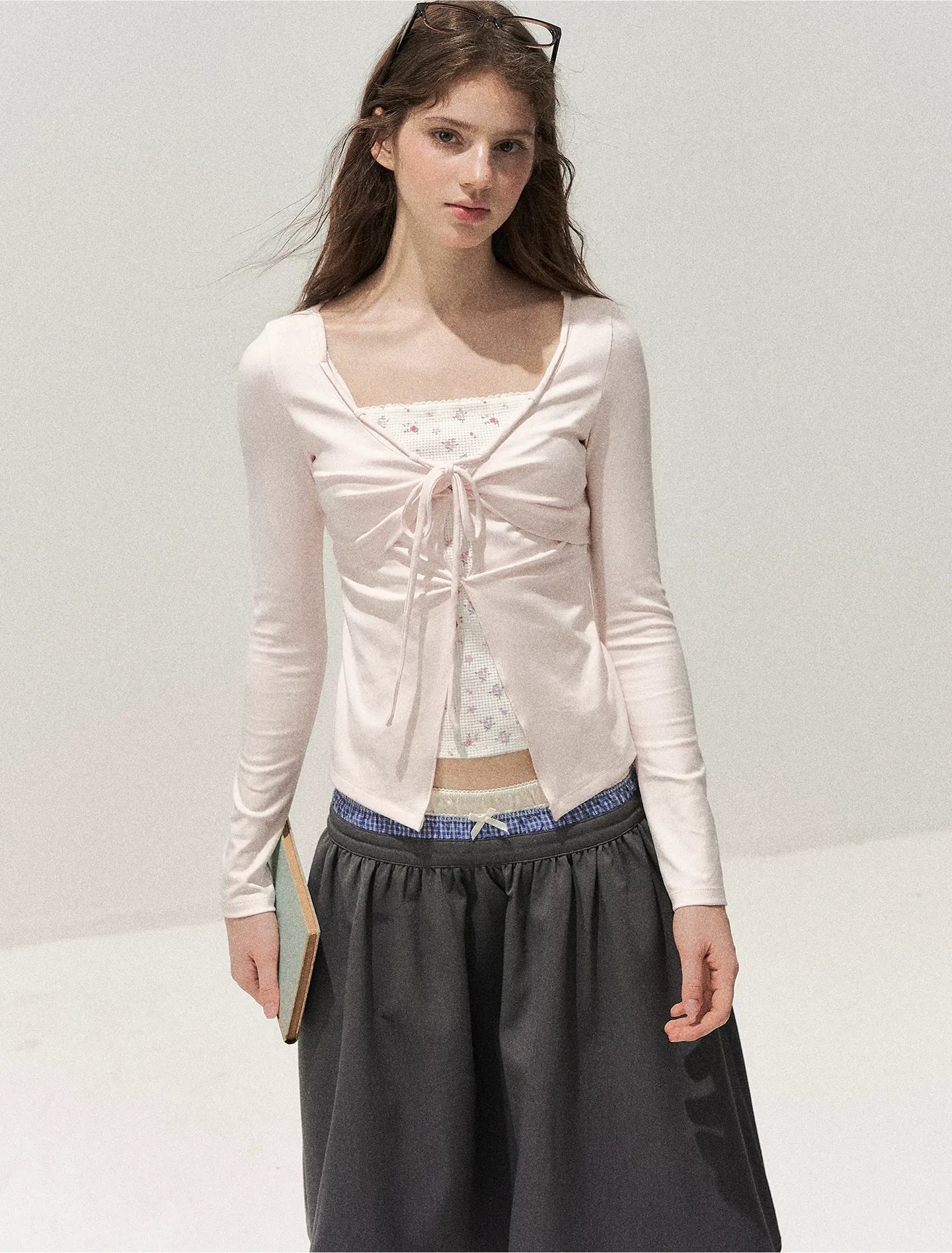 Floral Twist-Knot Layered Tee