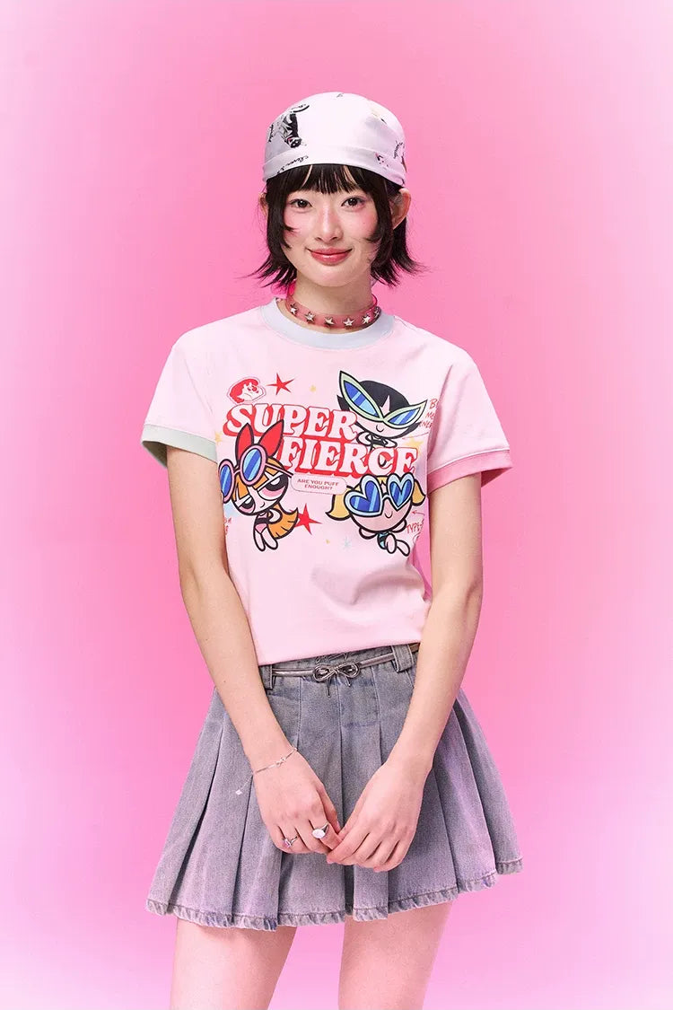 Contrast Print Fitted T-Shirt
