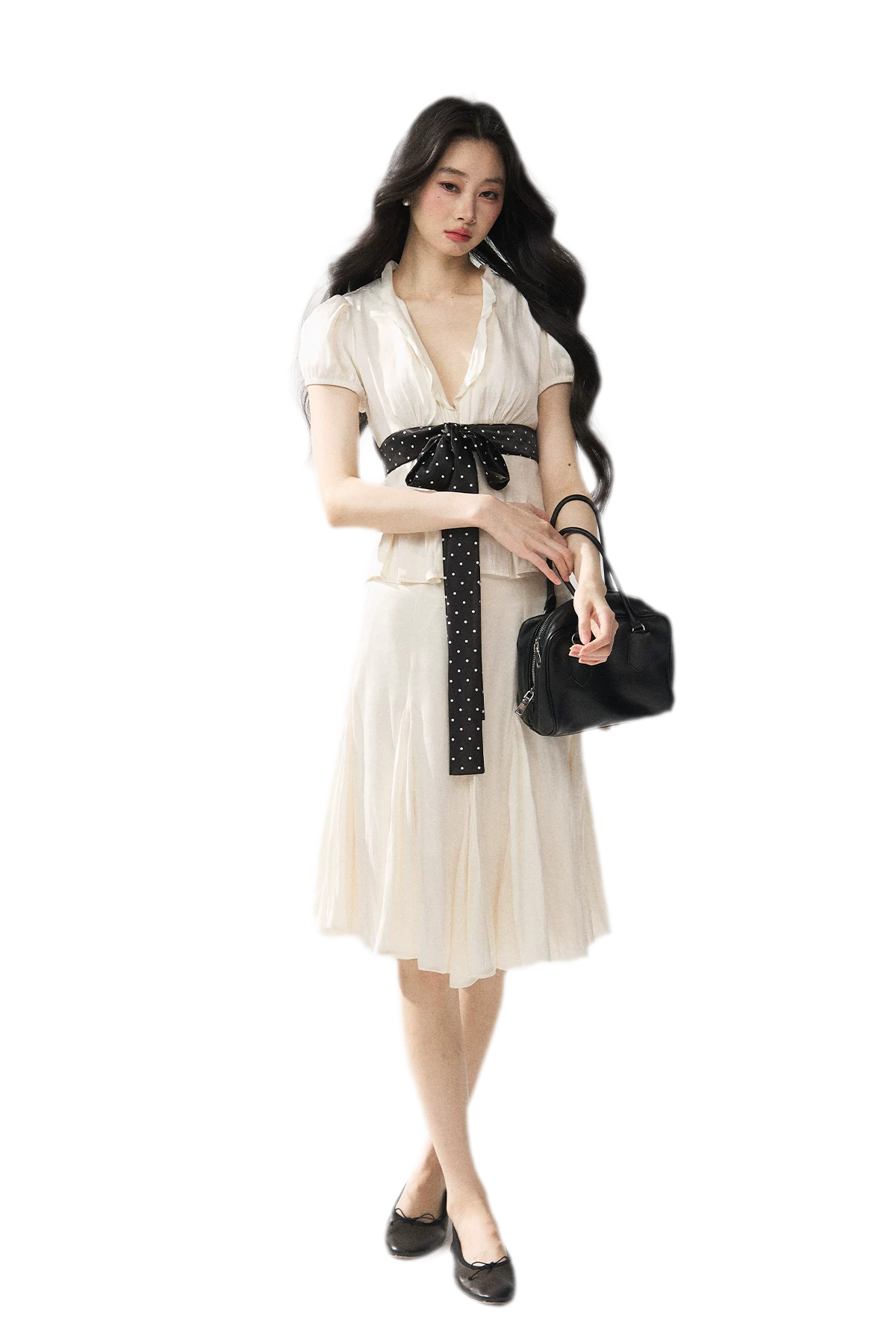 Tie Waist V Neck Tee