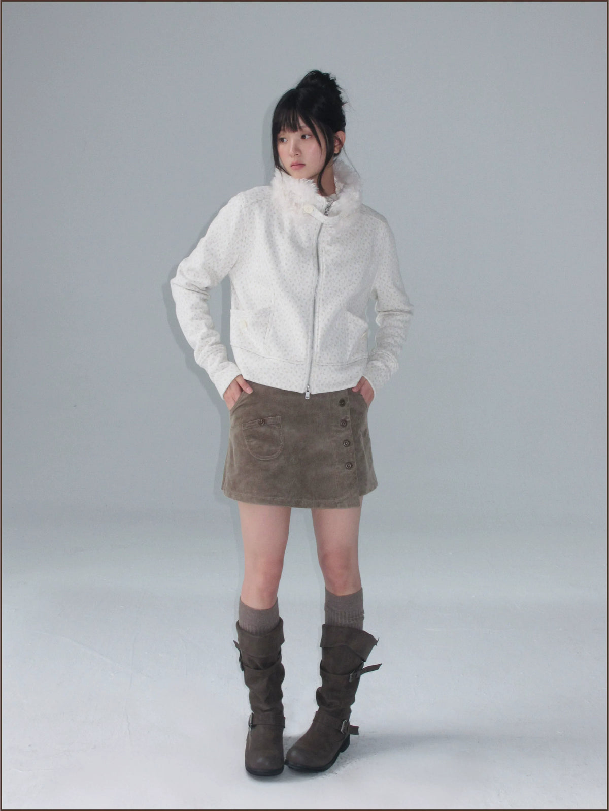 Brushed Jacquard Cropped Jacket