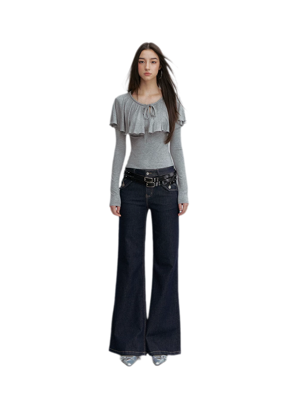 Tie-Neck Ruffle Top
