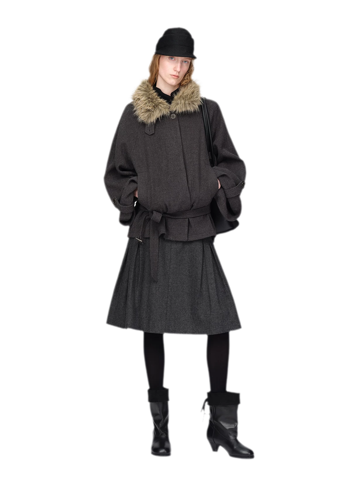 Manteau en mélange de laine à manches cloche