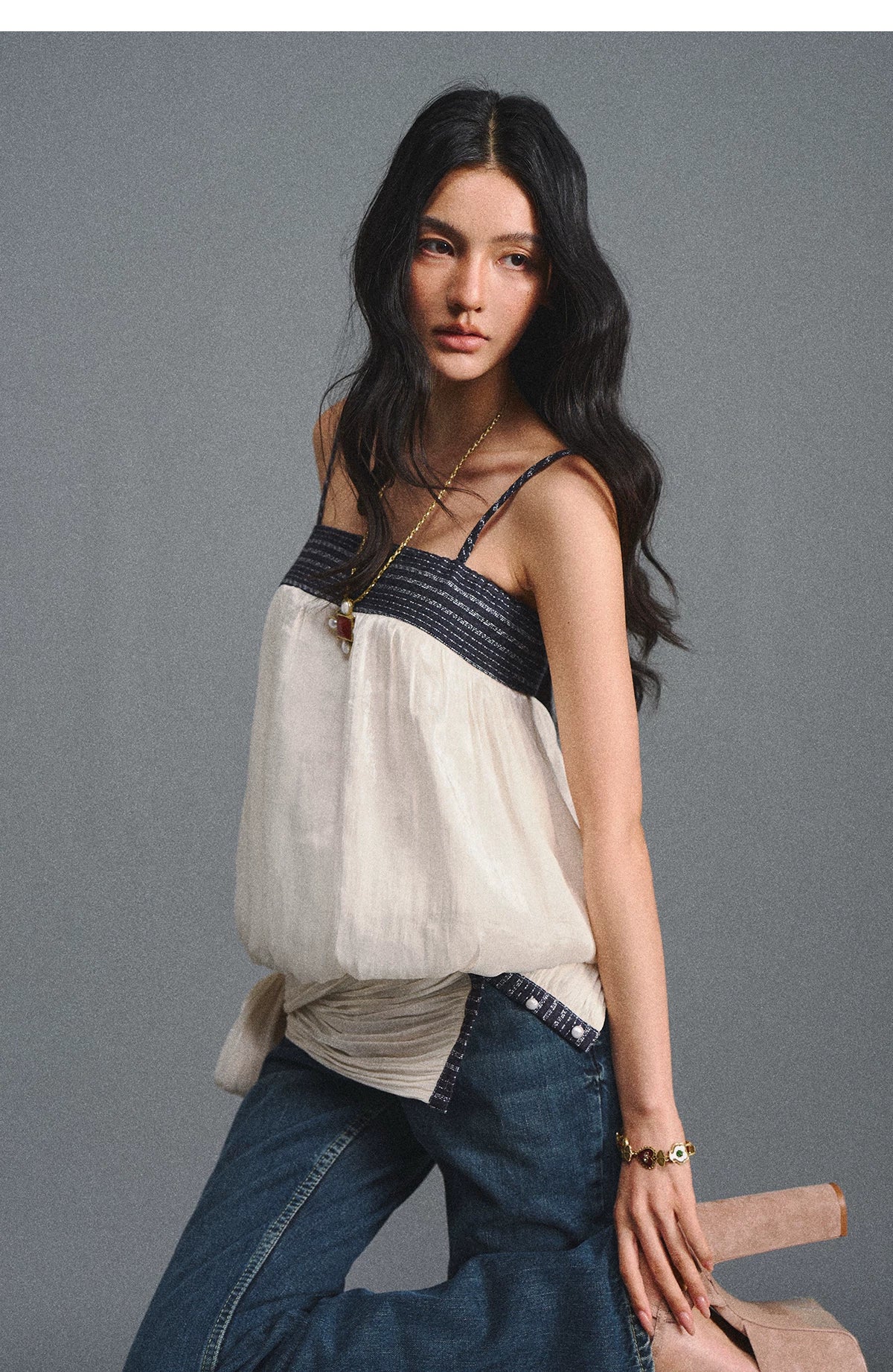 Island Silk Tweed Peplum Camisole