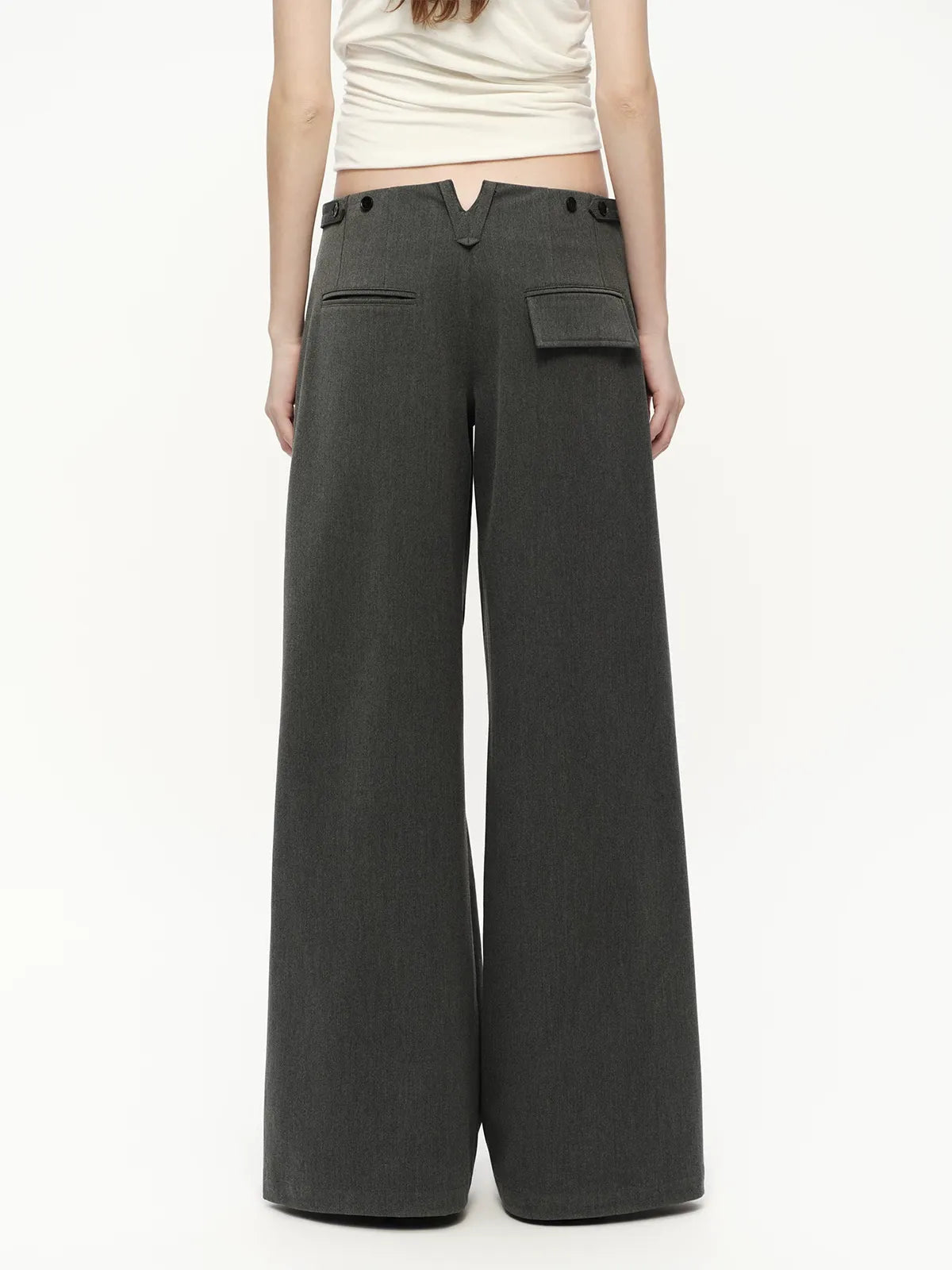 Gray Wide Leg Suit Pants