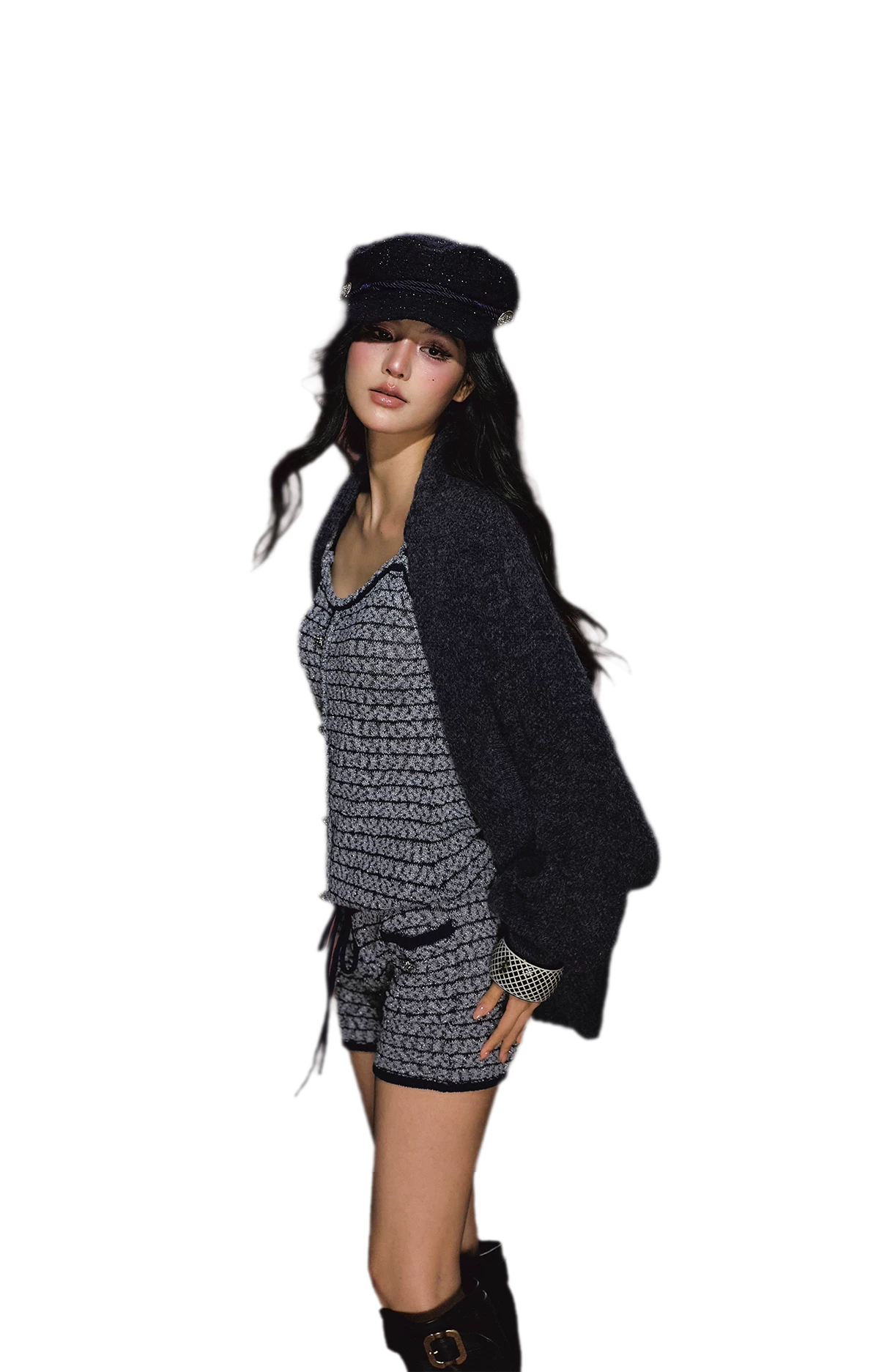 Gestreiftes Woll-Jumpsuit-Set