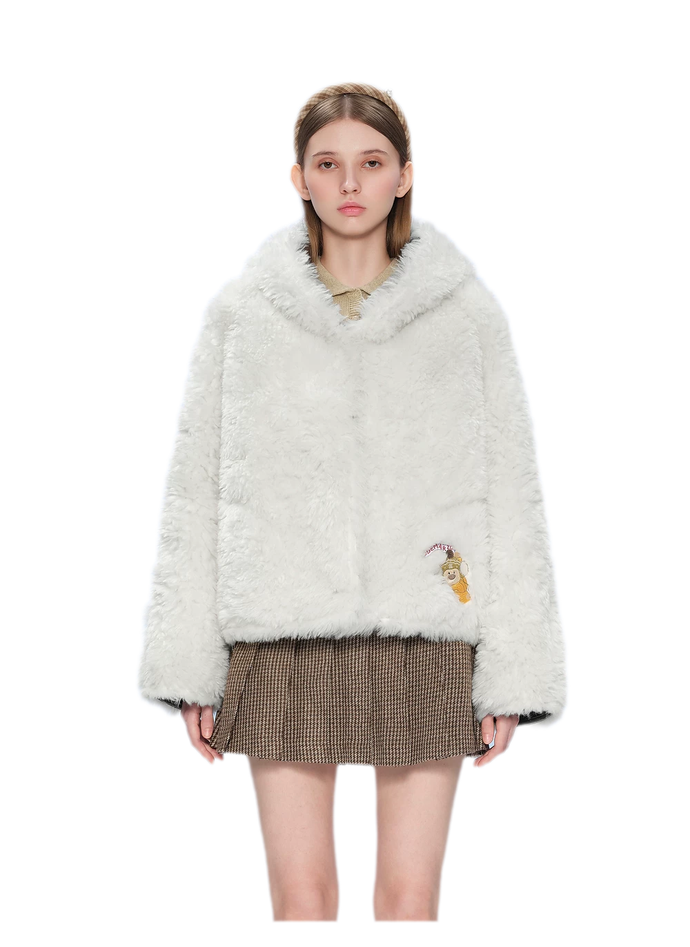 Veste courte réversible en fausse fourrure