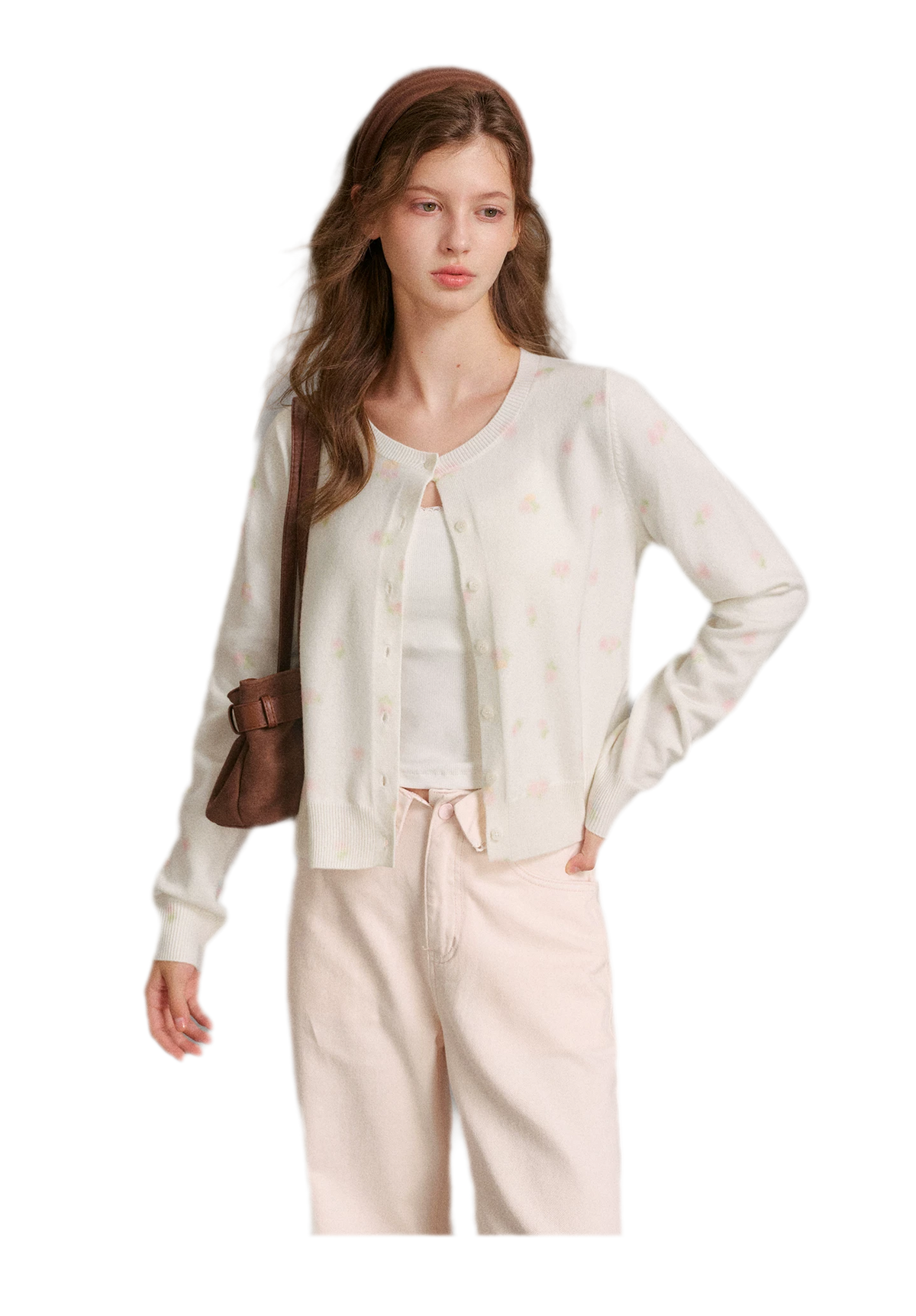 Tencel Wool Rose Print Cardigan