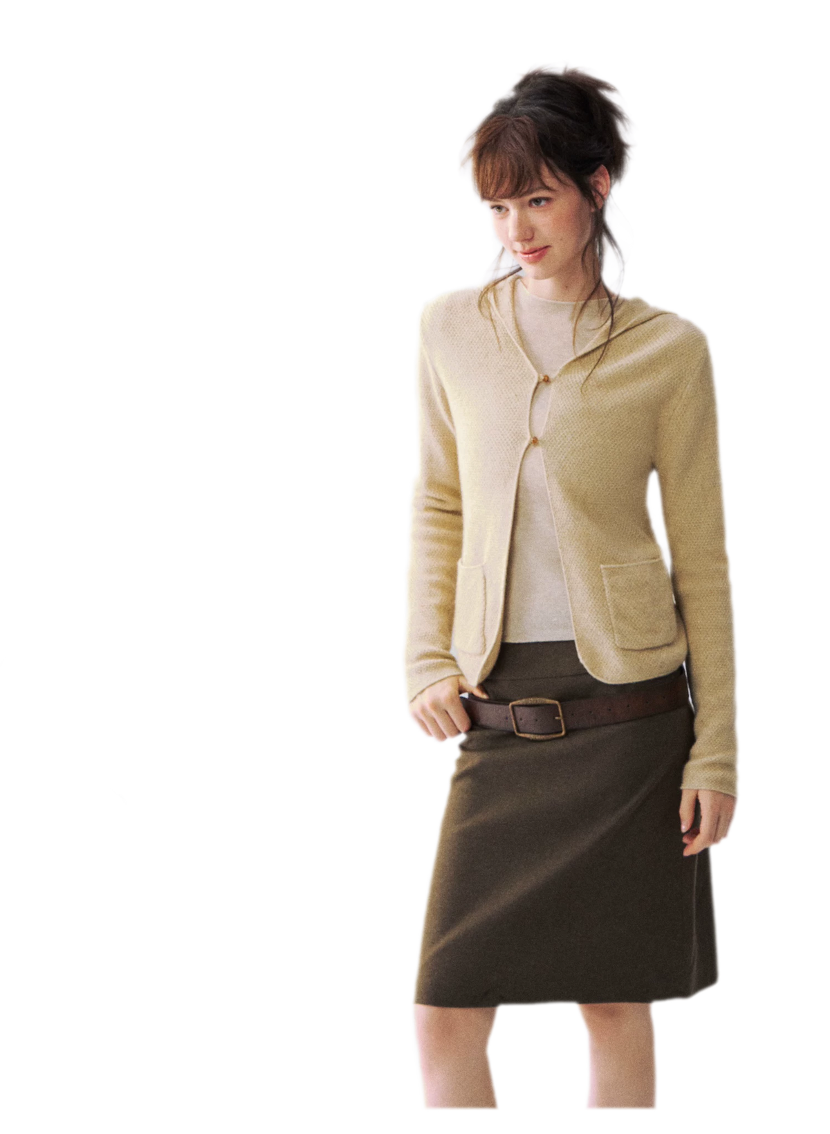 Cardigan en maille à capuche moucheté