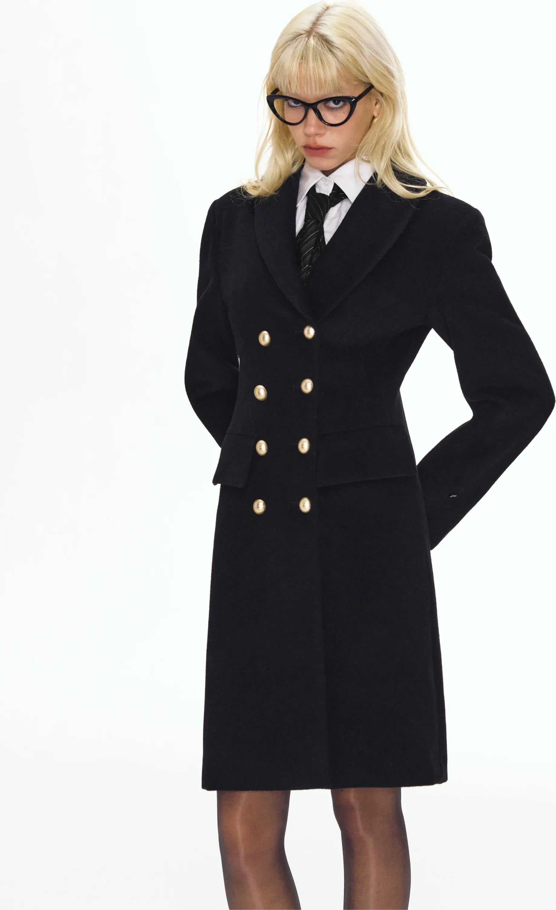 Leopard Trim Wool Coat