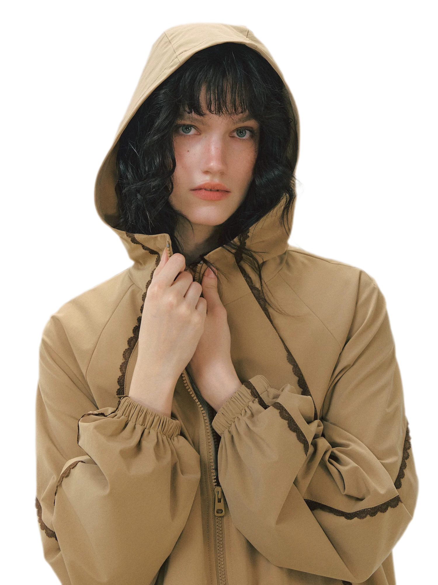 Lace Panel Hooded Jacket