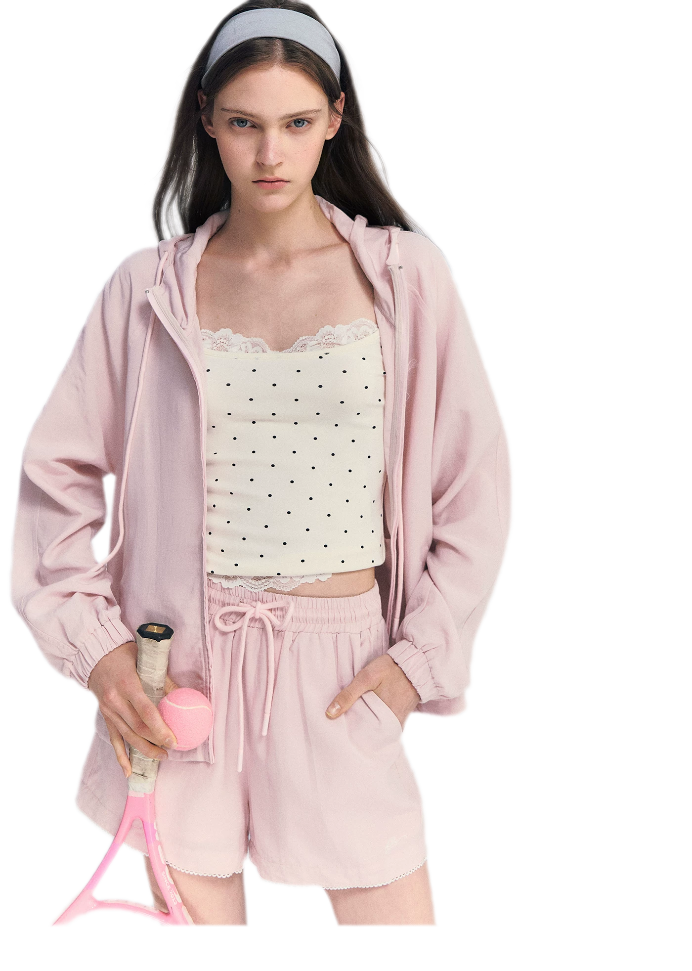 Lace Trim Drawstring Set