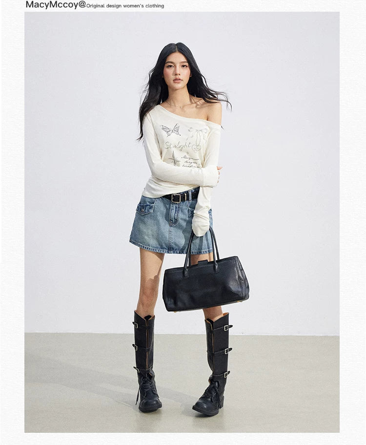 Asymmetric Off-Shoulder Sun Protection T-Shirt