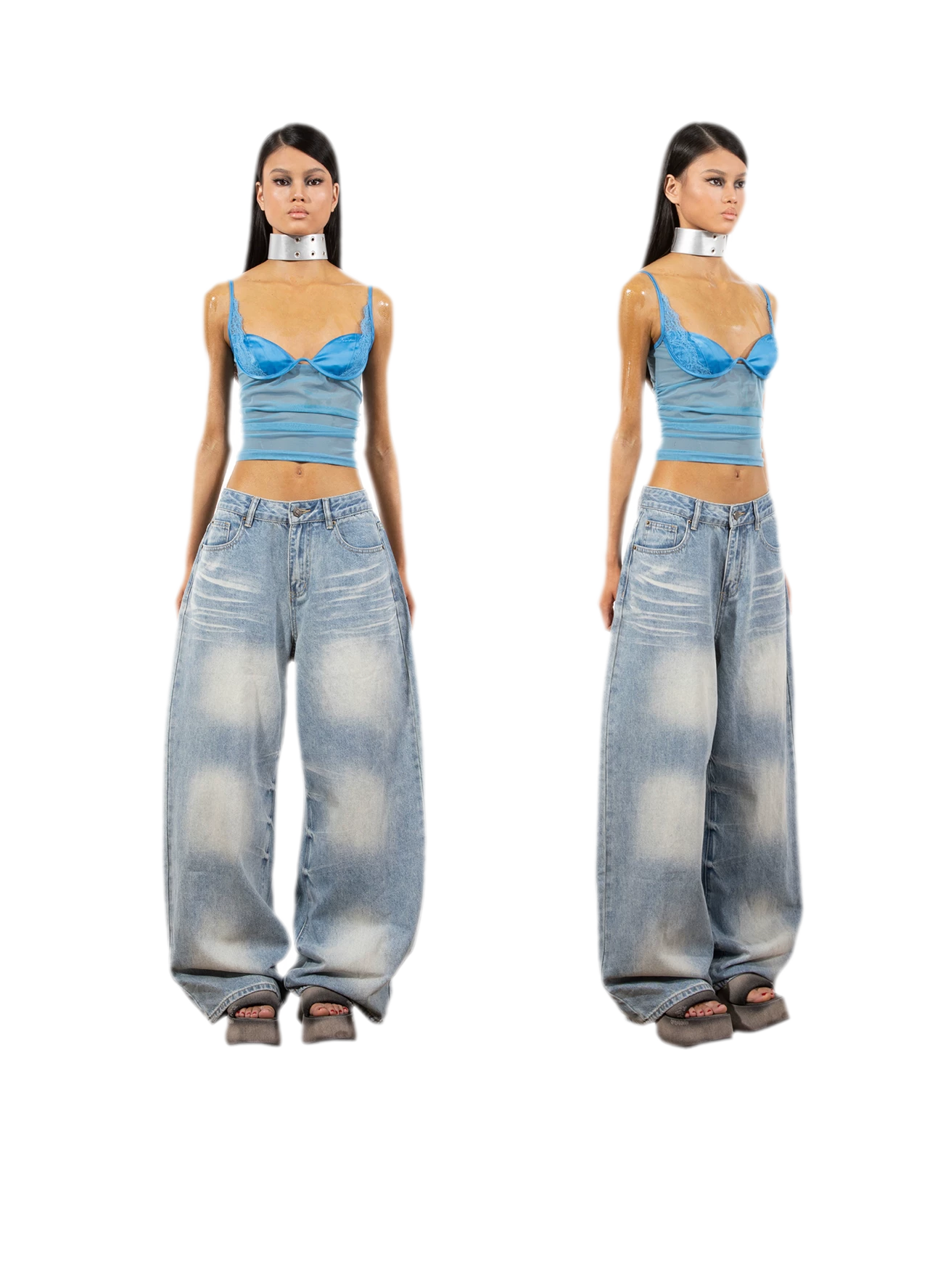 Washed Platform Slippers