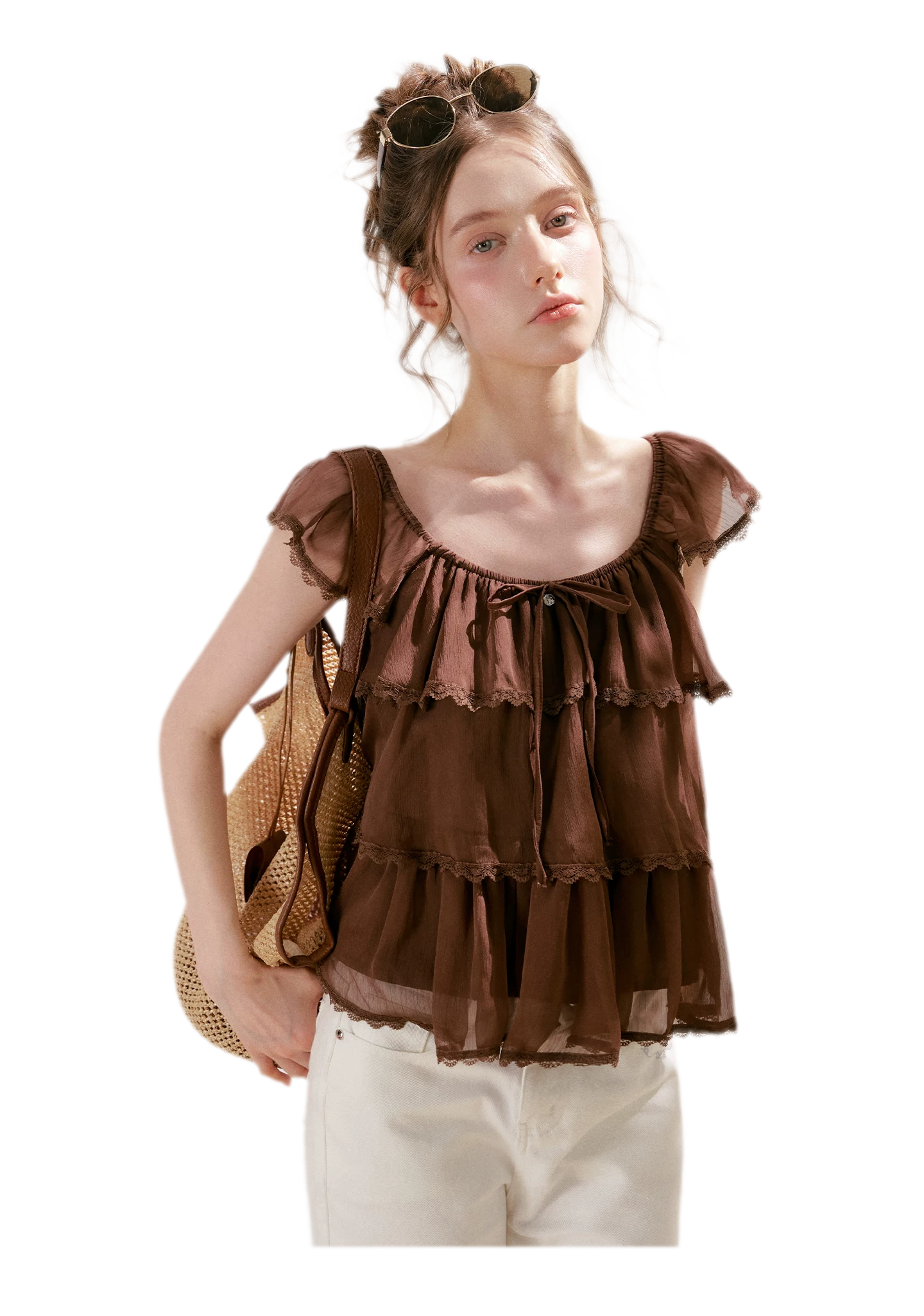 Tiered Ruffle Chiffon Blouse