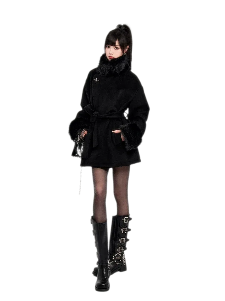 Faux Fur Short Wrap Coat