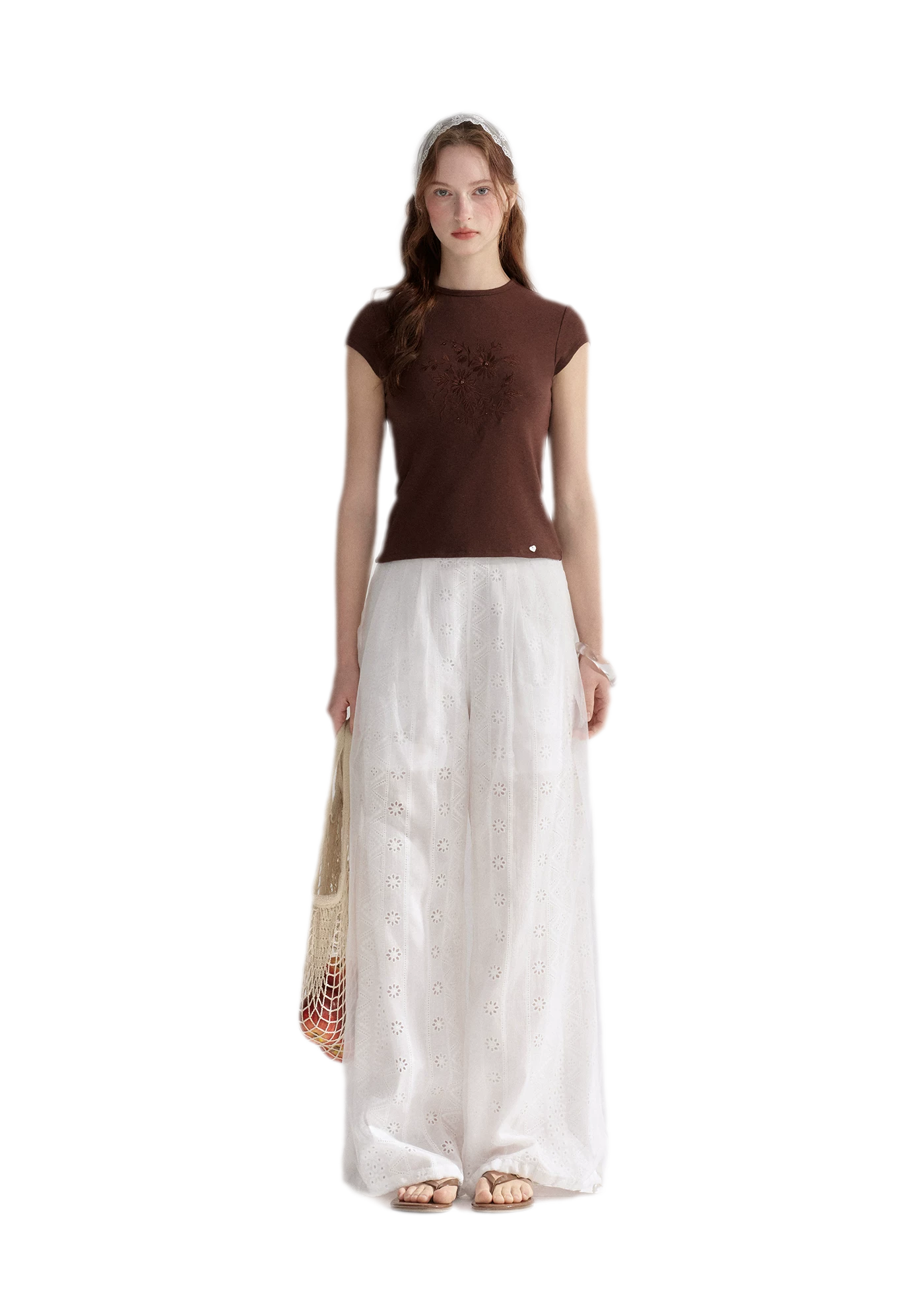Sheer Eyelet Lantern Pants