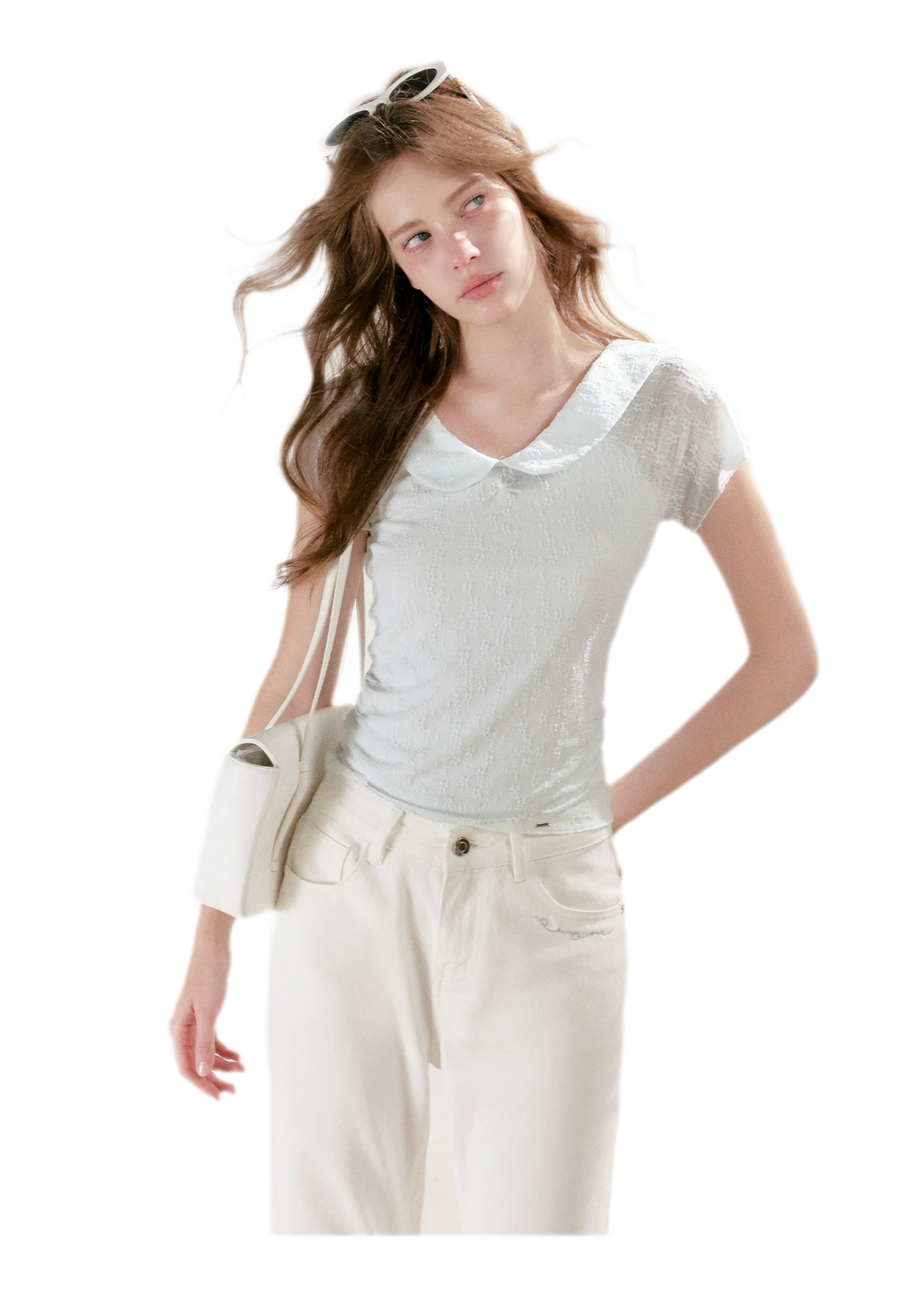 Textured Floral Peter Pan T-Shirt