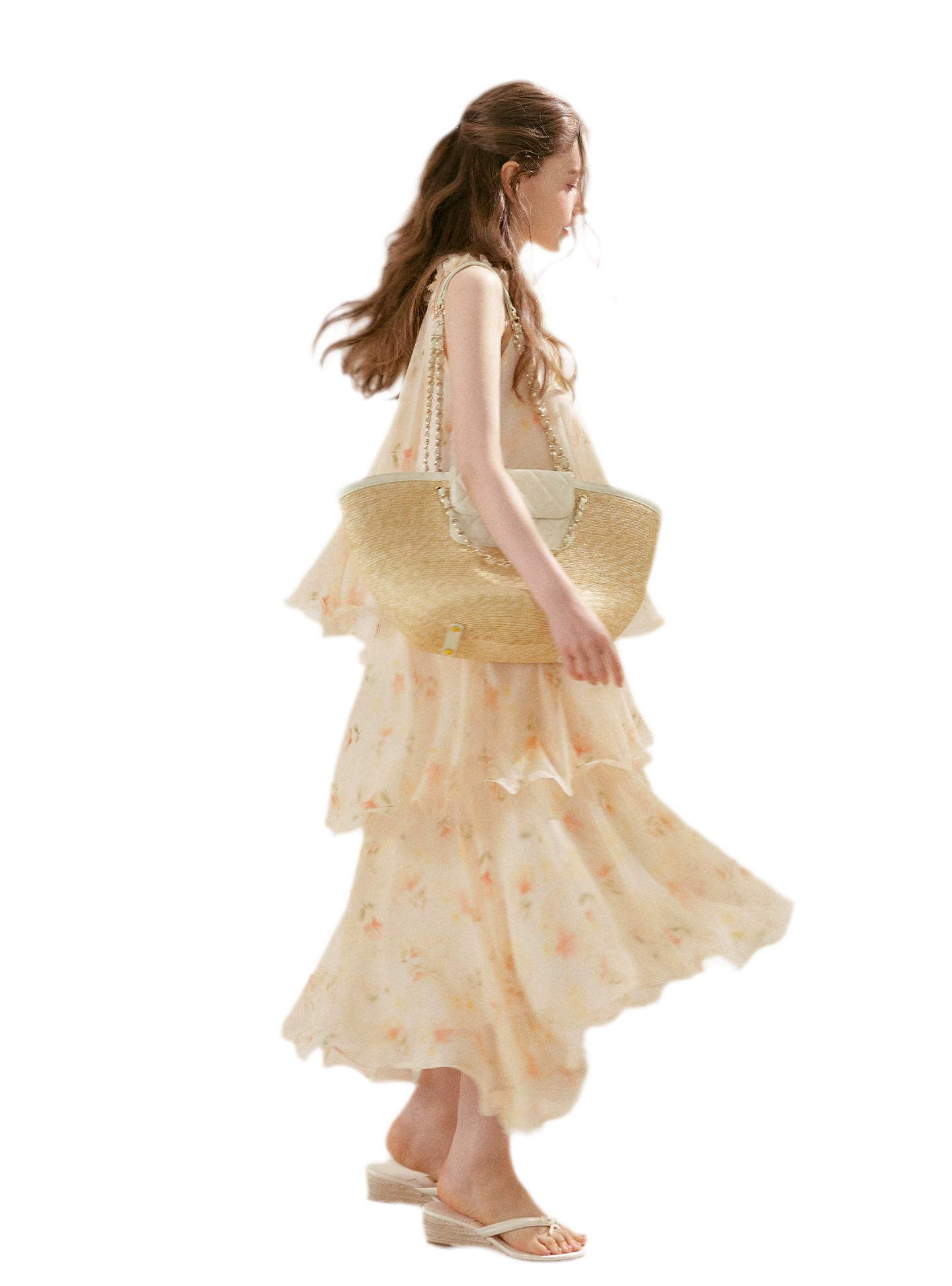 Chiffon Floral Halter Long Dress