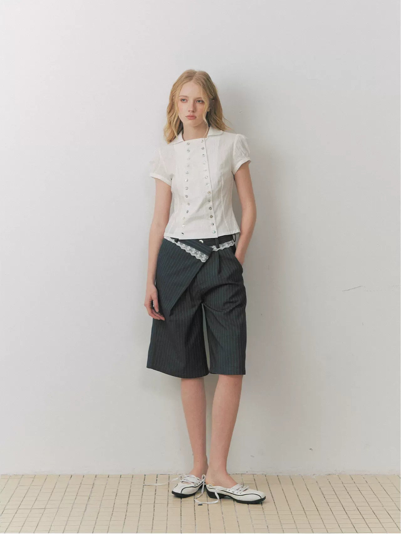 Grey Stripe Tailored Pants