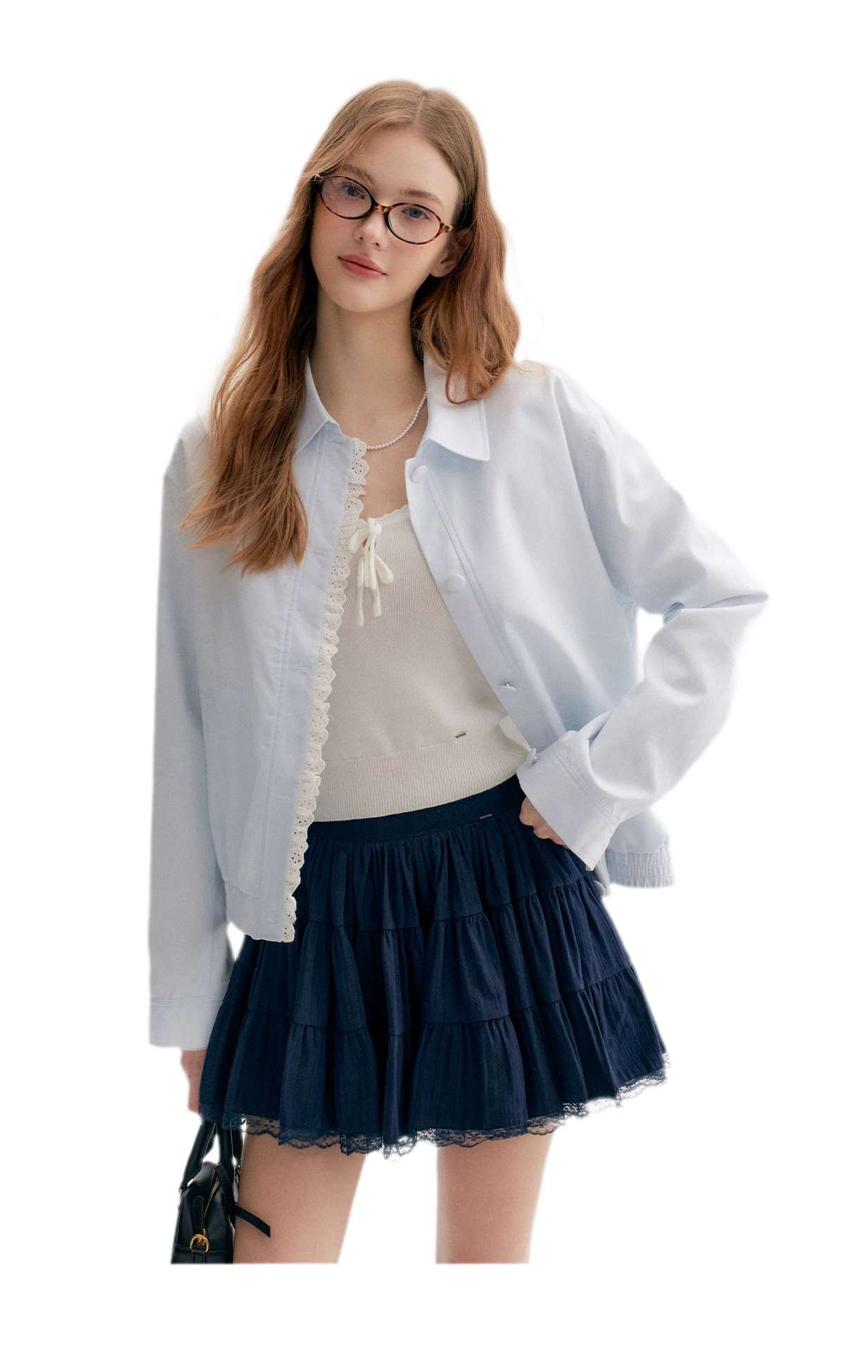 Ramie Cotton Lace-Trimmed Jacket