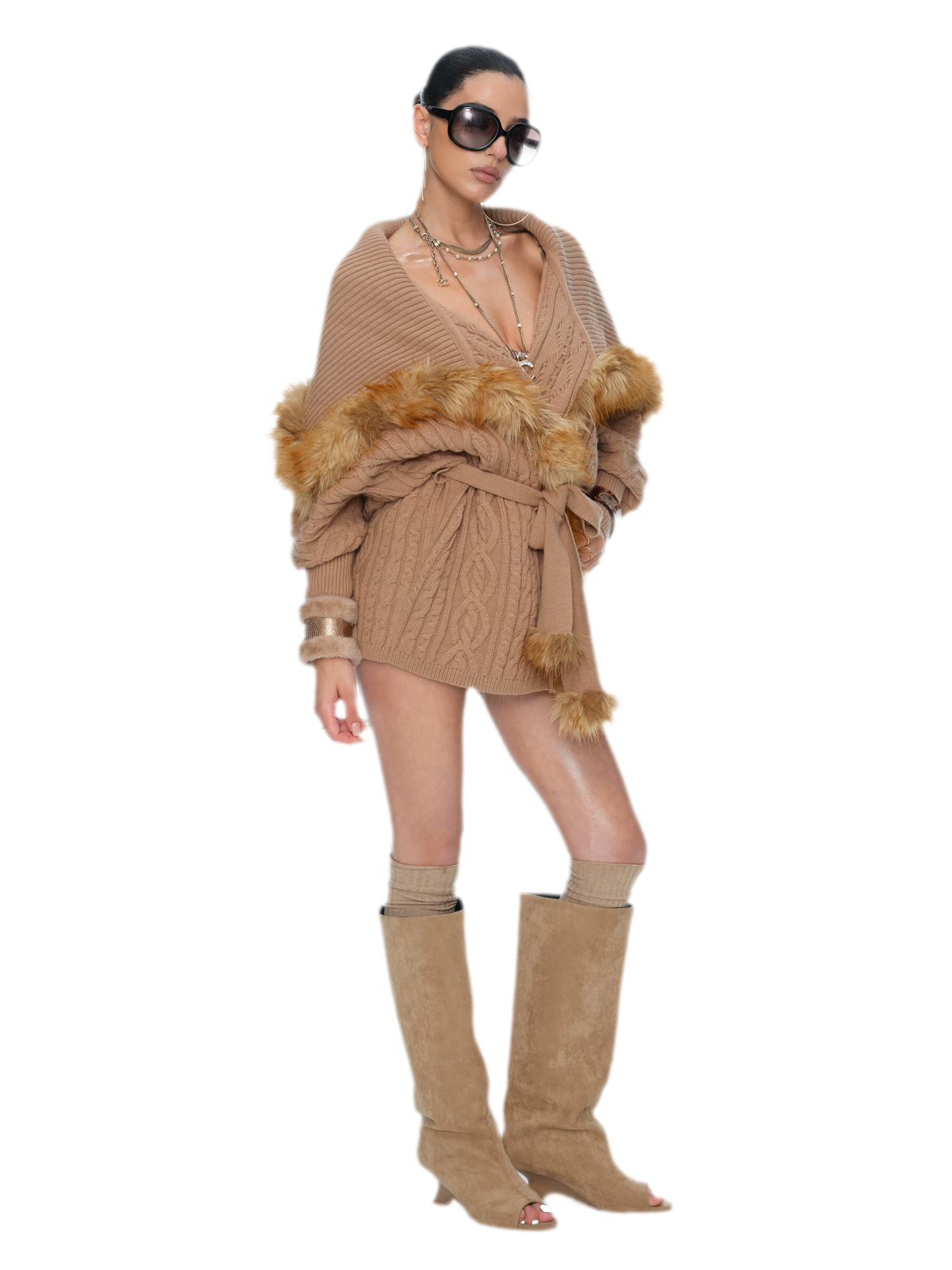 Cardigan chauve-souris en maille torsadée de mérinos