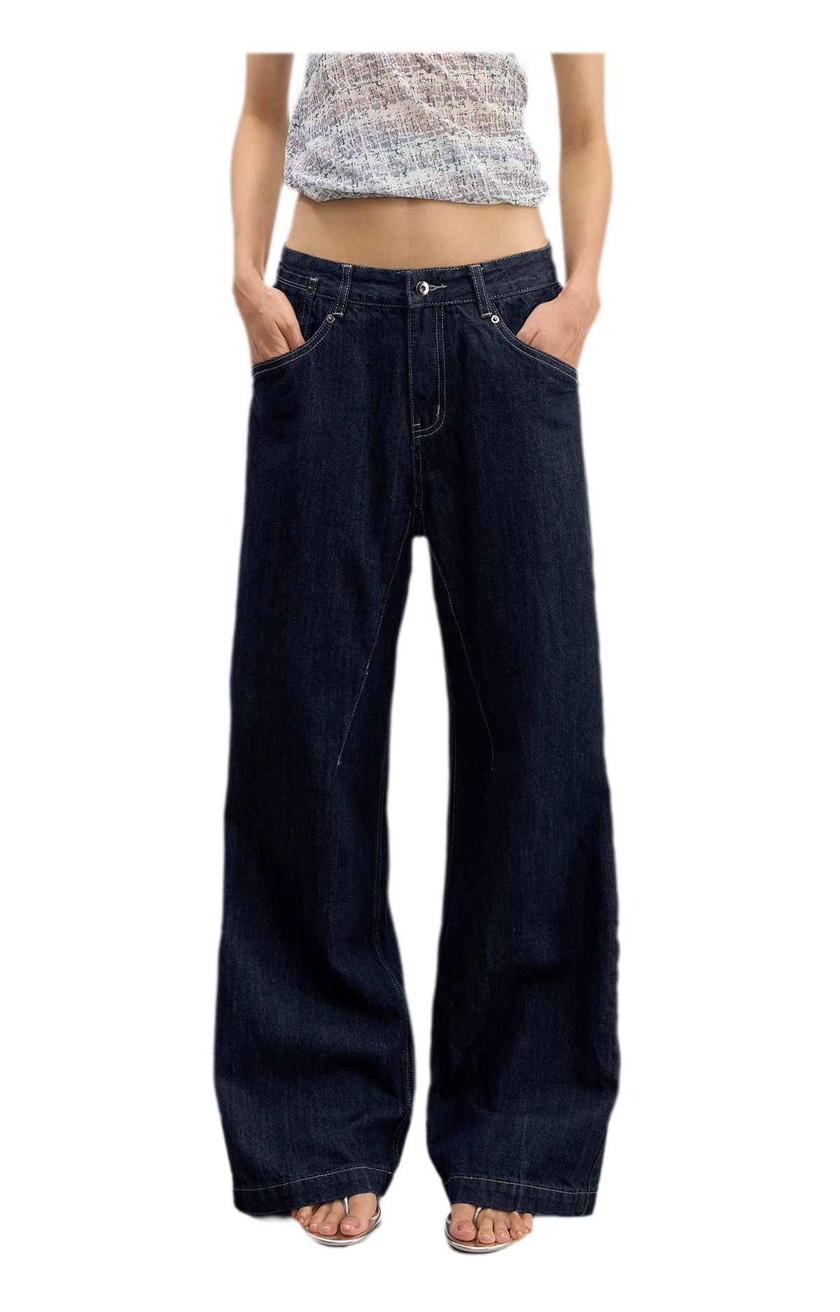 Washed Contrast Stitch Jeans