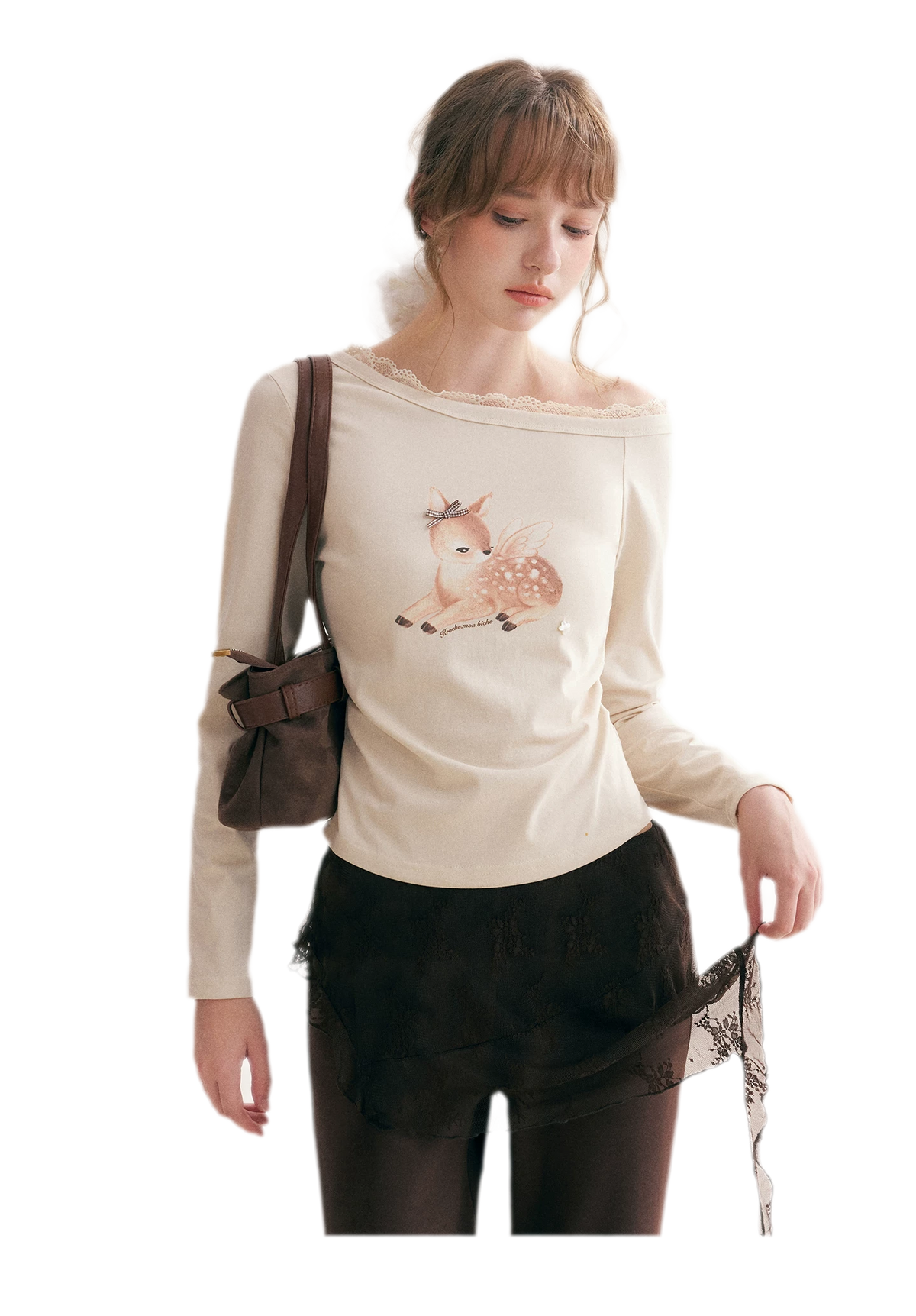 Hand-Drawn Lace-Trim T-Shirt