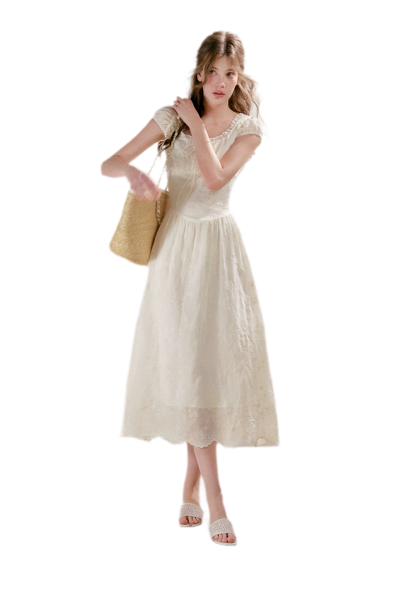 Lace Embroidered Midi Dress