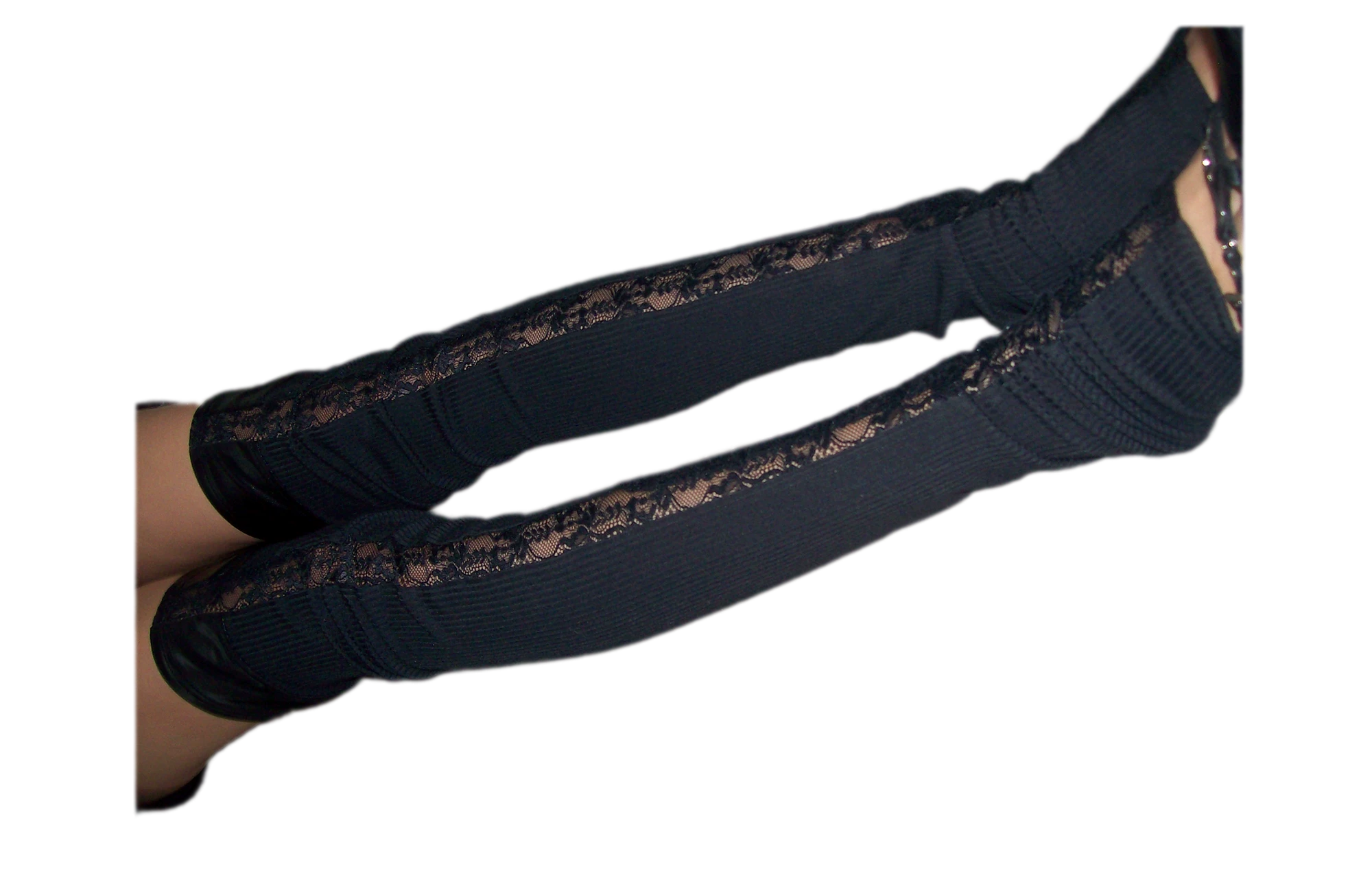 Lace Panel Overknee Socks