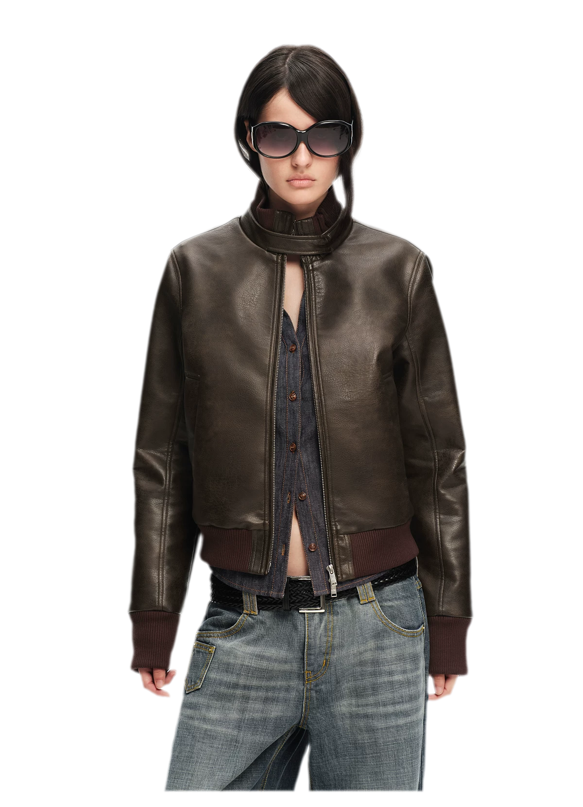 Matte Cropped Biker Jacket