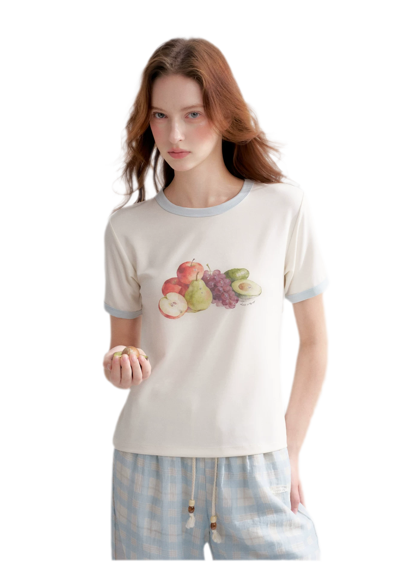 Rhinestone Fruit Print Tee