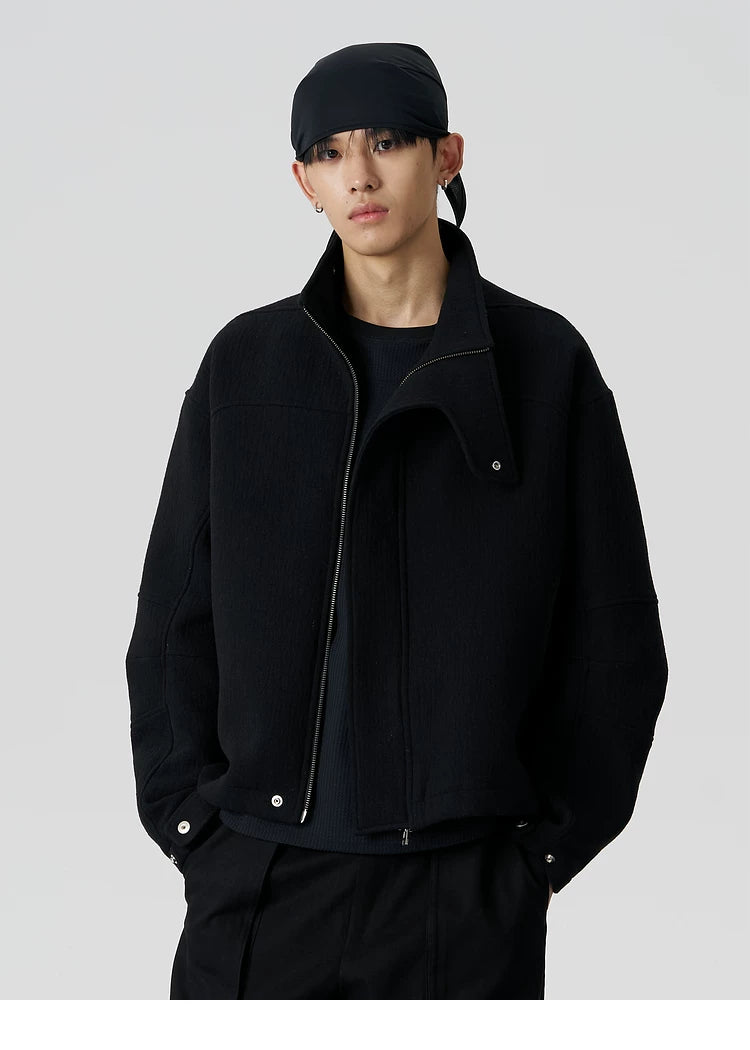 Wool Blend Stand-Collar Jacket