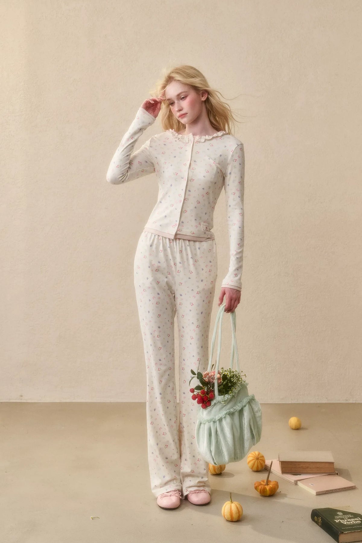 Fruit Print Layered Knit Set