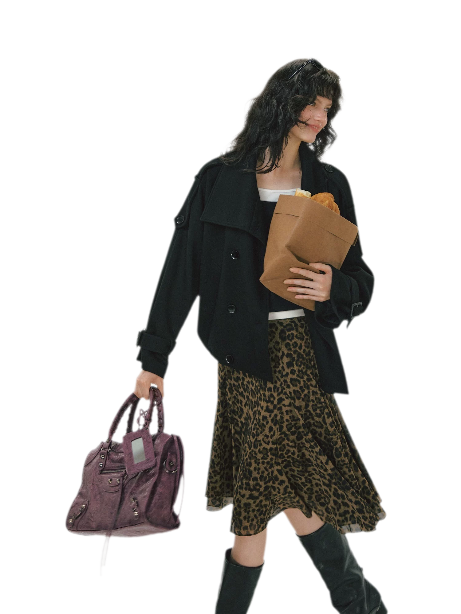Flowing Leopard Print Midi Skirt