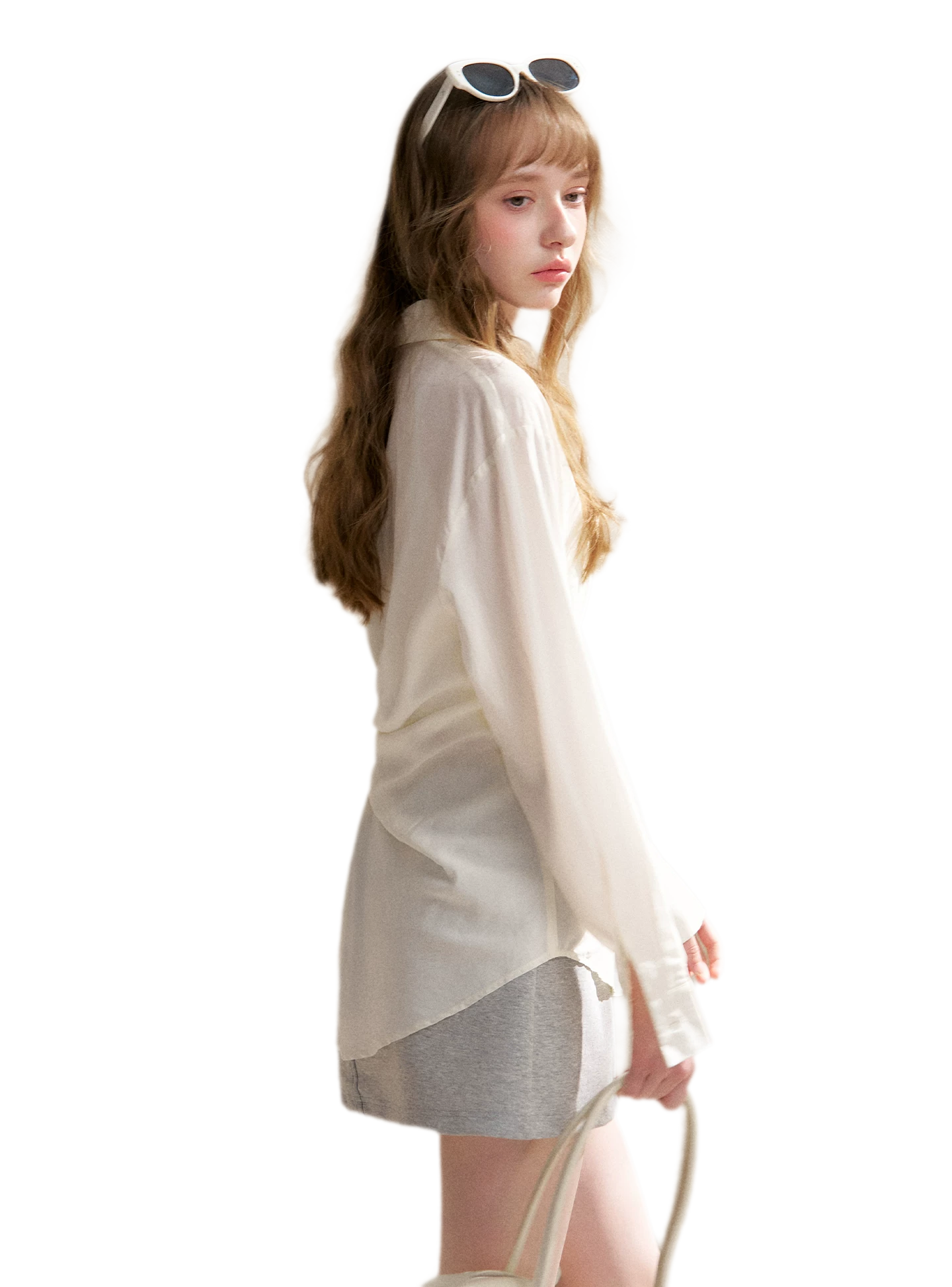Tencel Lace V-Neck Long Sleeve Shirt