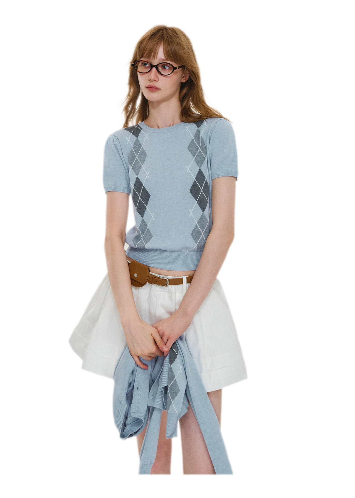Wool Argyle Knit Set