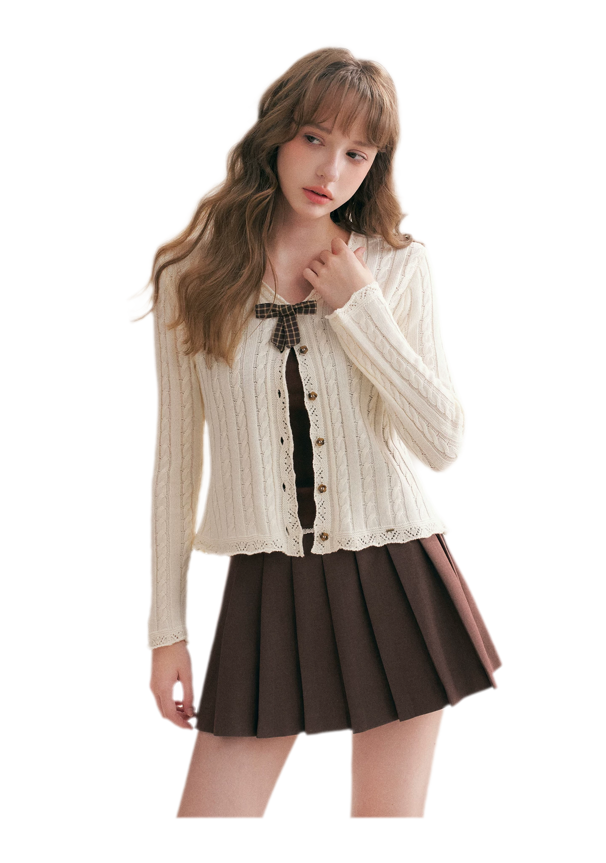 Cable Knit V-Neck Cardigan