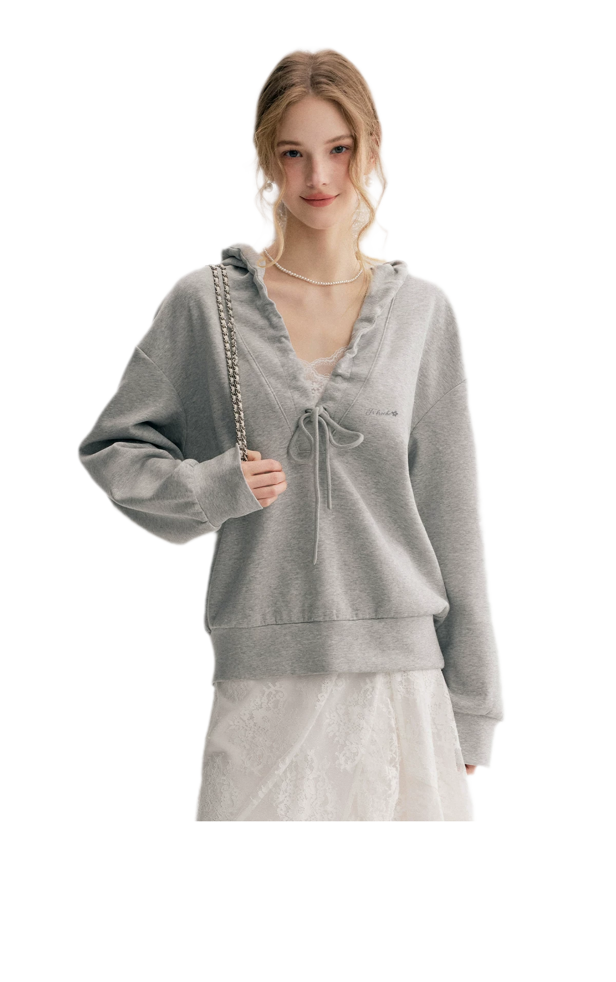 Cotton-Feel Ruched Oversized Hoodie